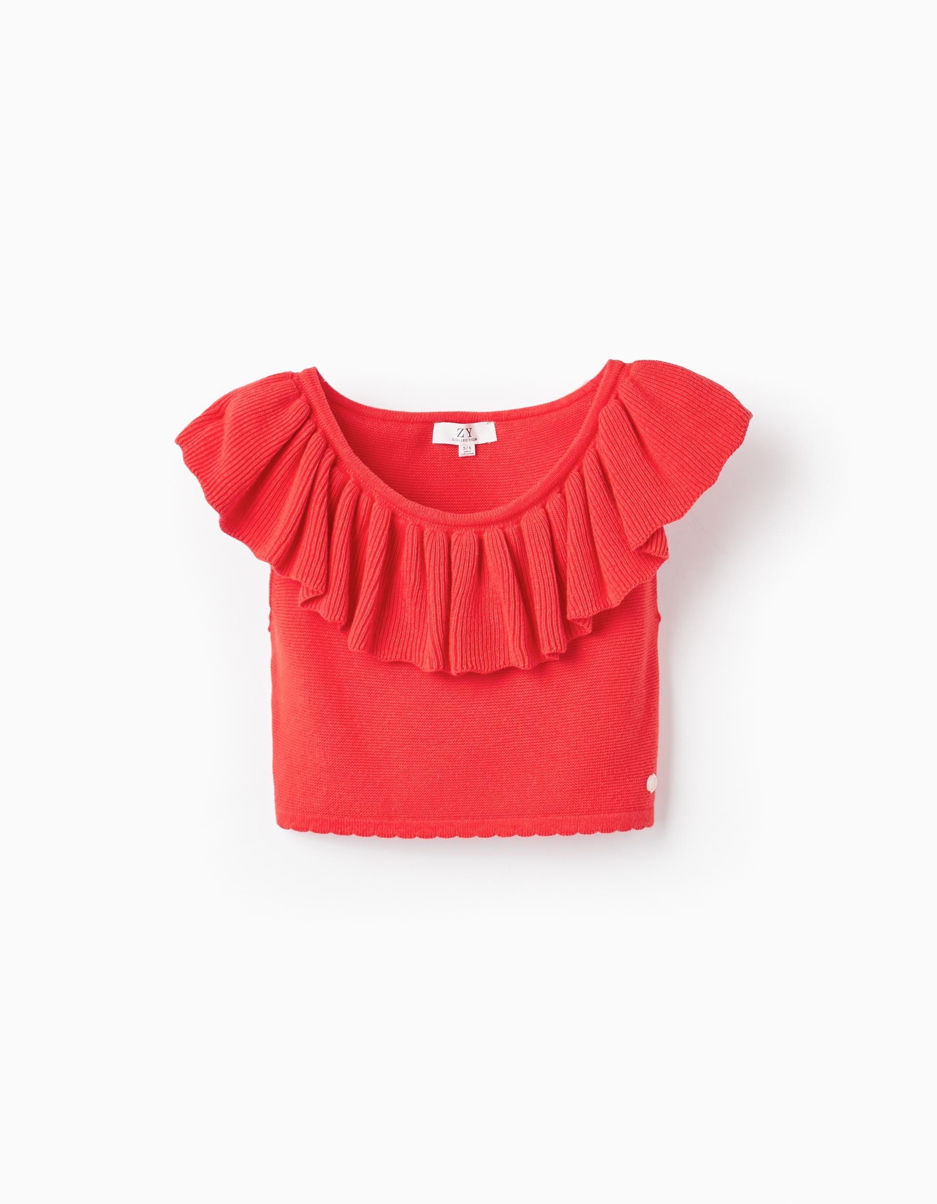 Top de Algodón con Volantes para Niña, Rojo