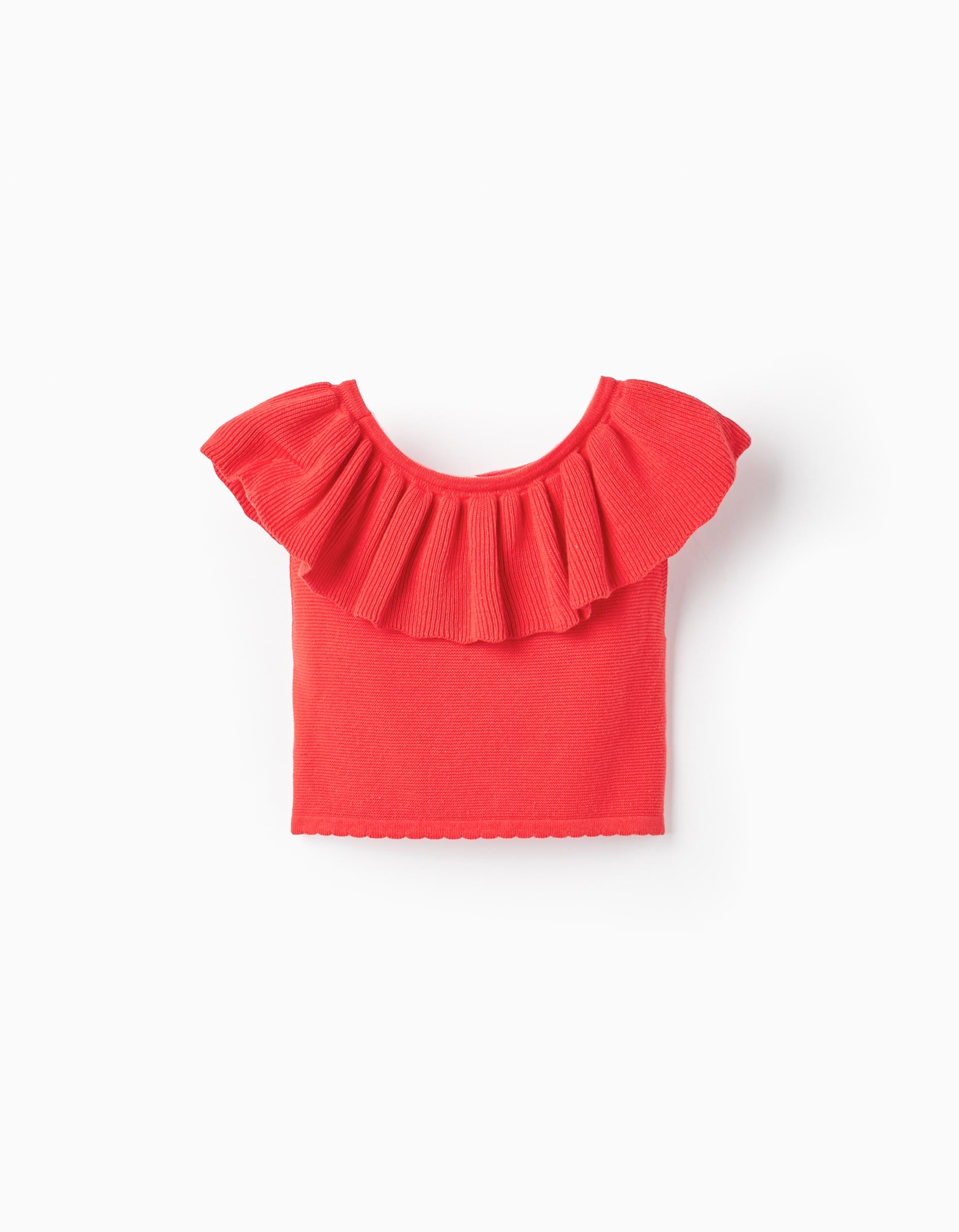 Top de Algodón con Volantes para Niña, Rojo