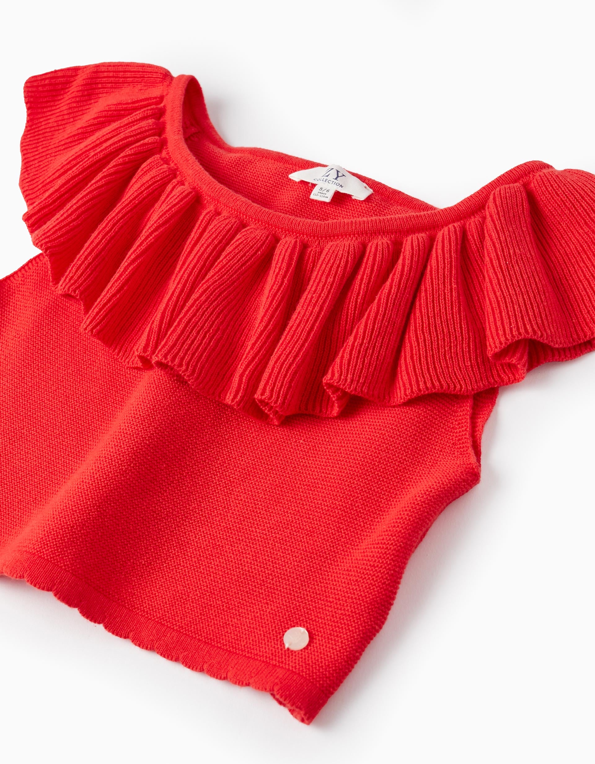 Top de Algodón con Volantes para Niña, Rojo