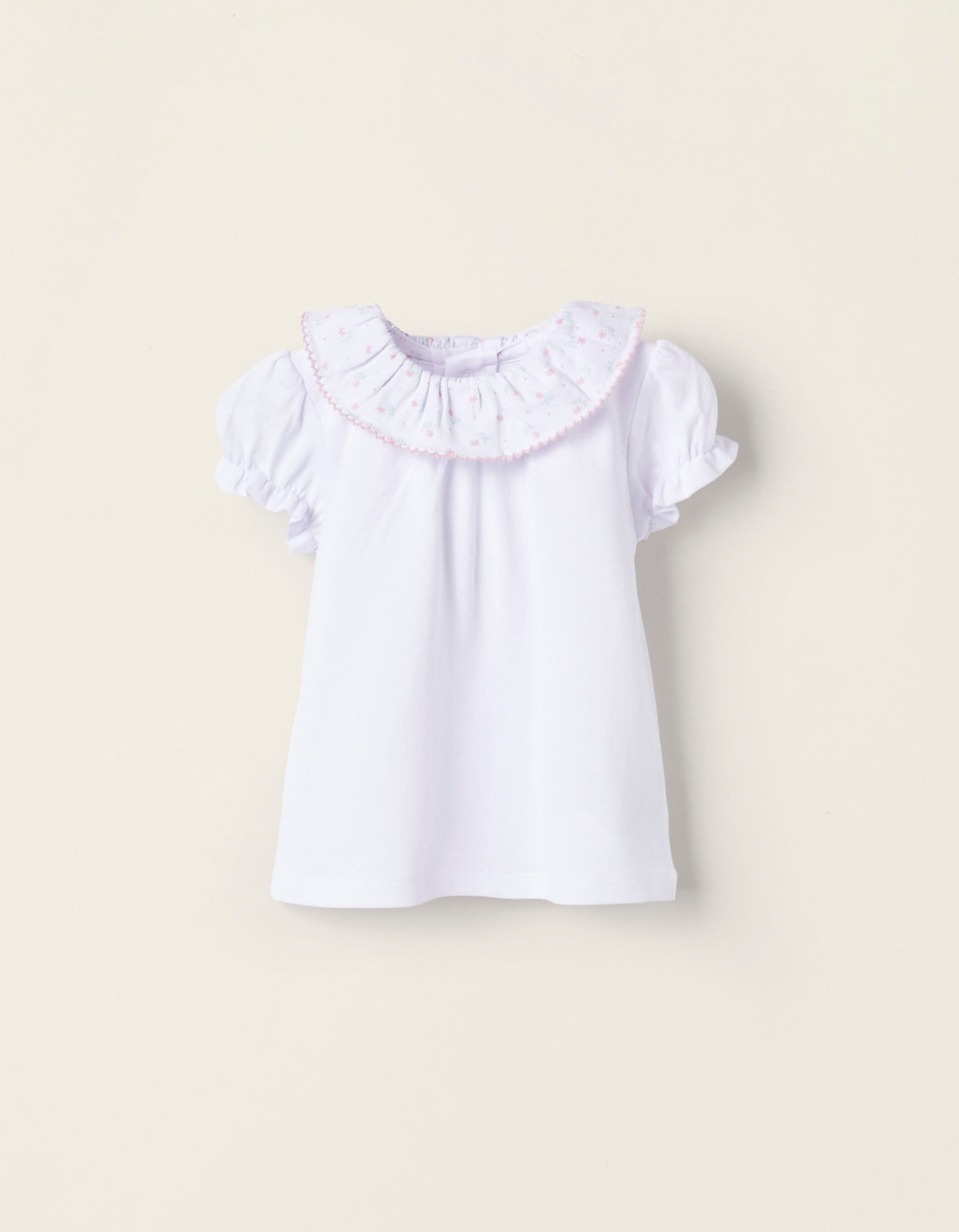 T-Shirt en coton pour nouveau-né, Blanc/Rose