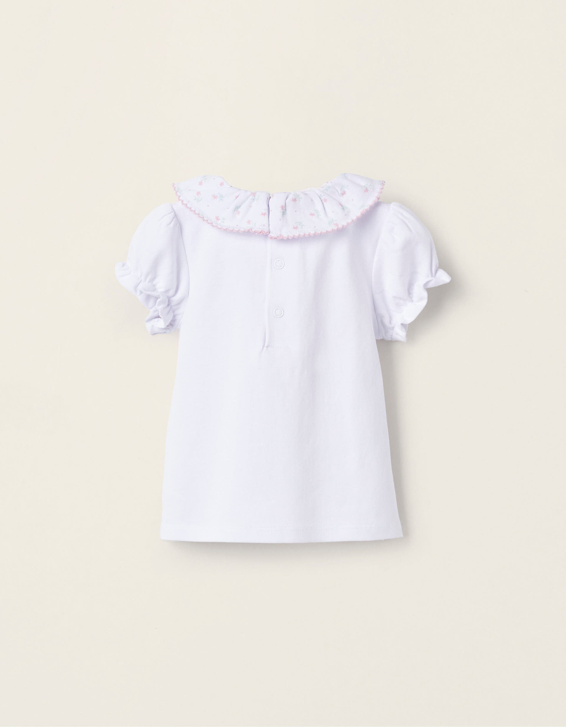 T-Shirt en coton pour nouveau-né, Blanc/Rose