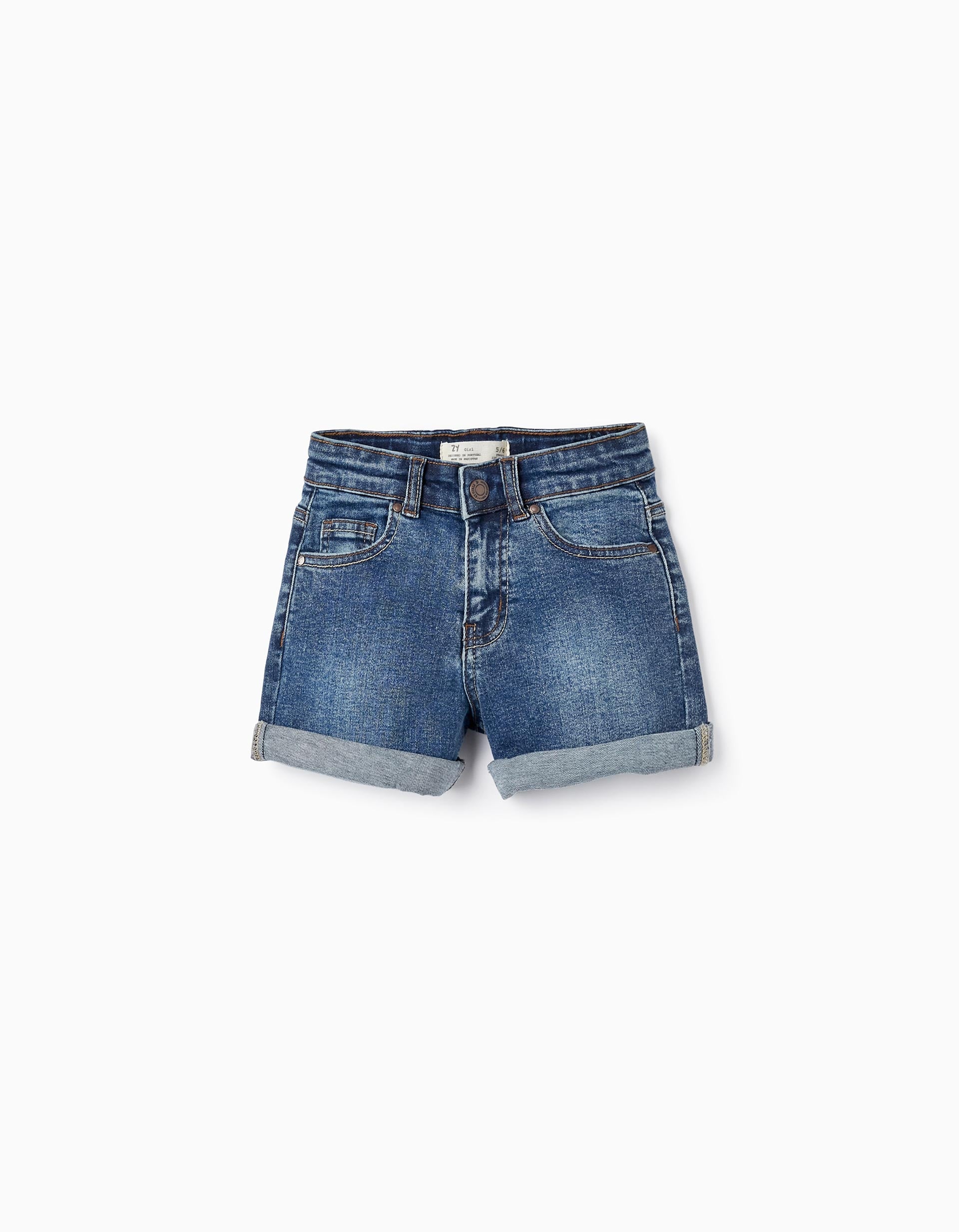 Denim Shorts in Cotton for Girls, Blue