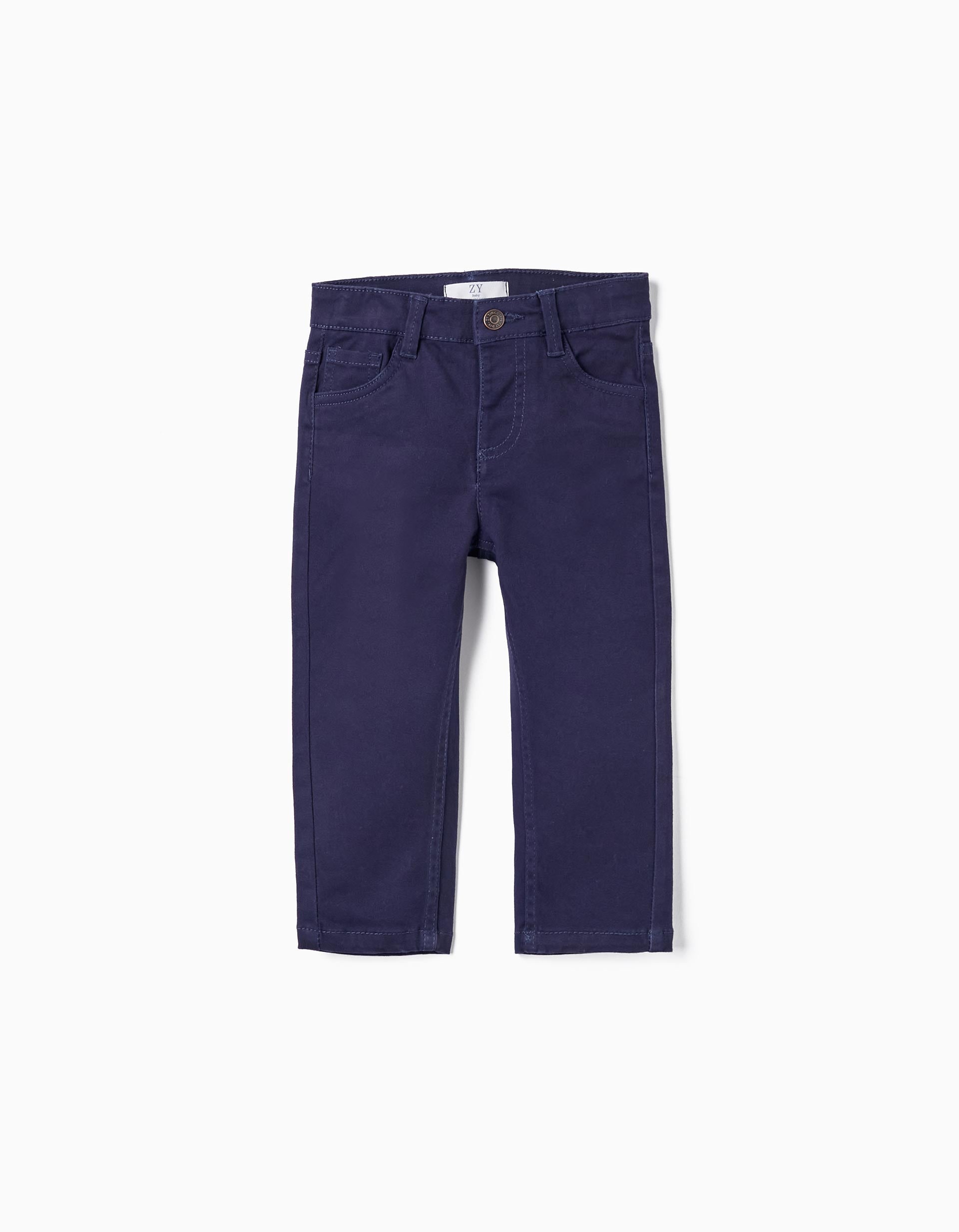 Pantalones de Sarga de Algodón para Bebé Niño, Azul Oscuro