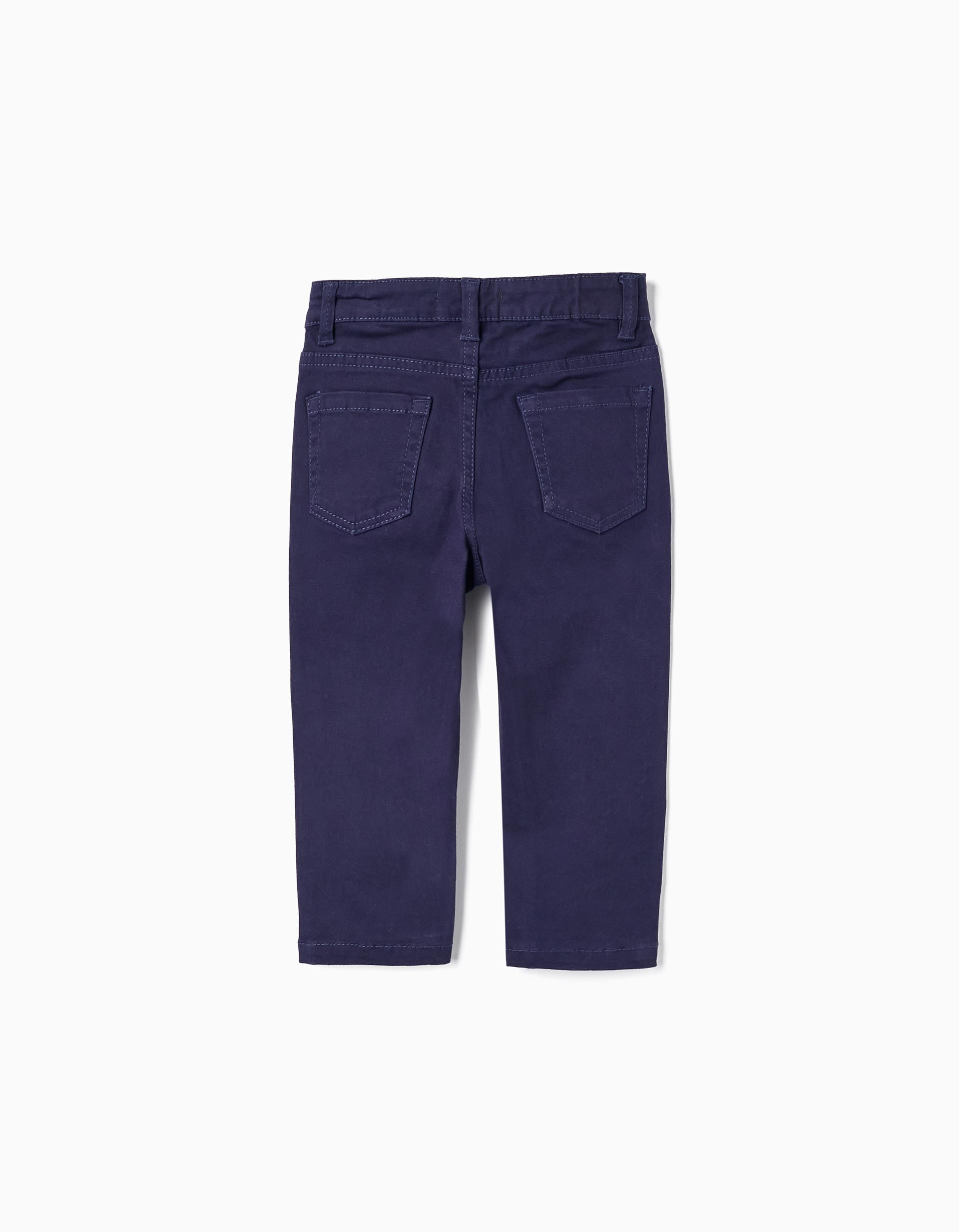 Pantalon En Sergé De Coton Pour Bébé Garçon, Bleu Foncé