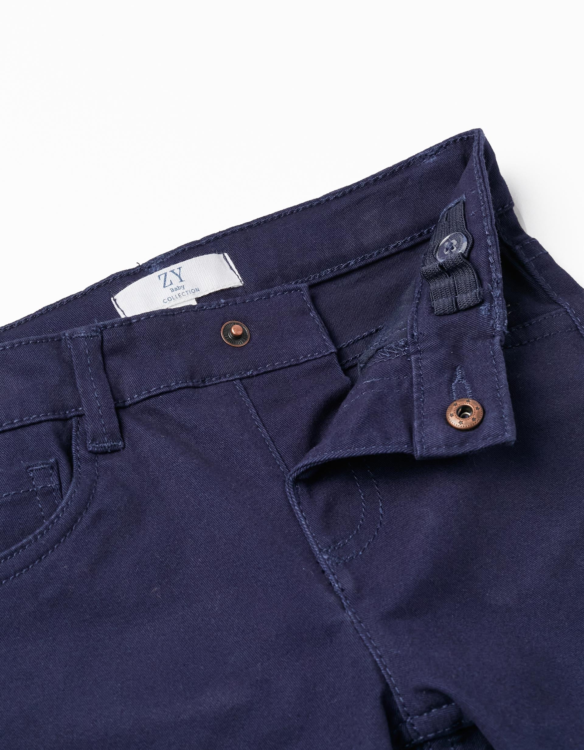 Pantalon En Sergé De Coton Pour Bébé Garçon, Bleu Foncé