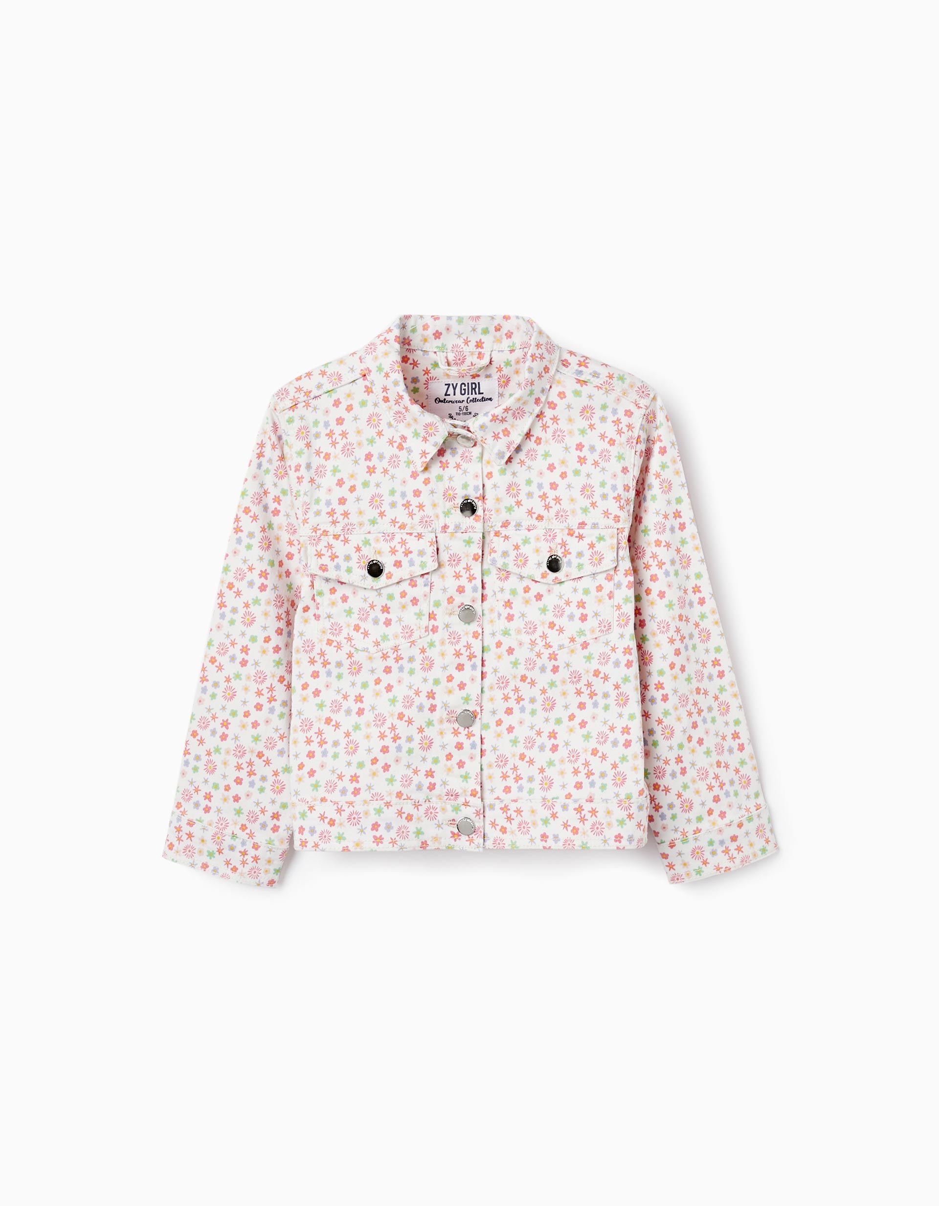 Casaco de Sarja com Padrão Floral para Menina, Multicolor