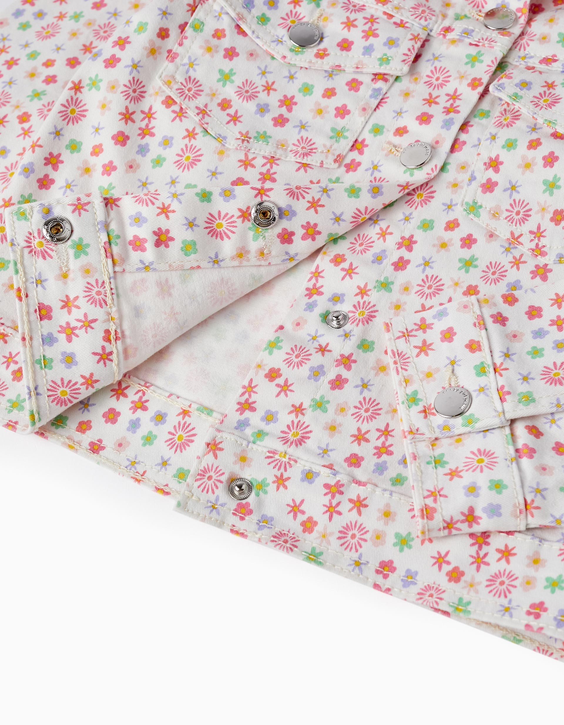 Casaco de Sarja com Padrão Floral para Menina, Multicolor