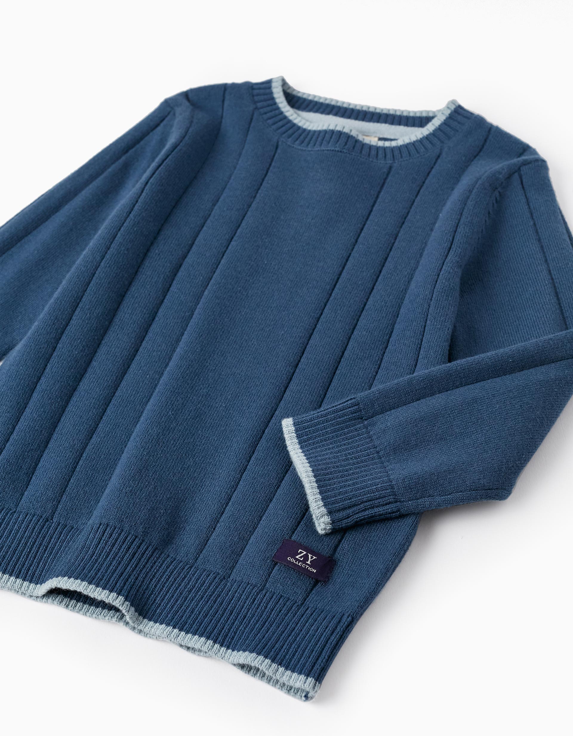 Jersey de Punto Canalé para Bebé Niño 'B&S', Azul