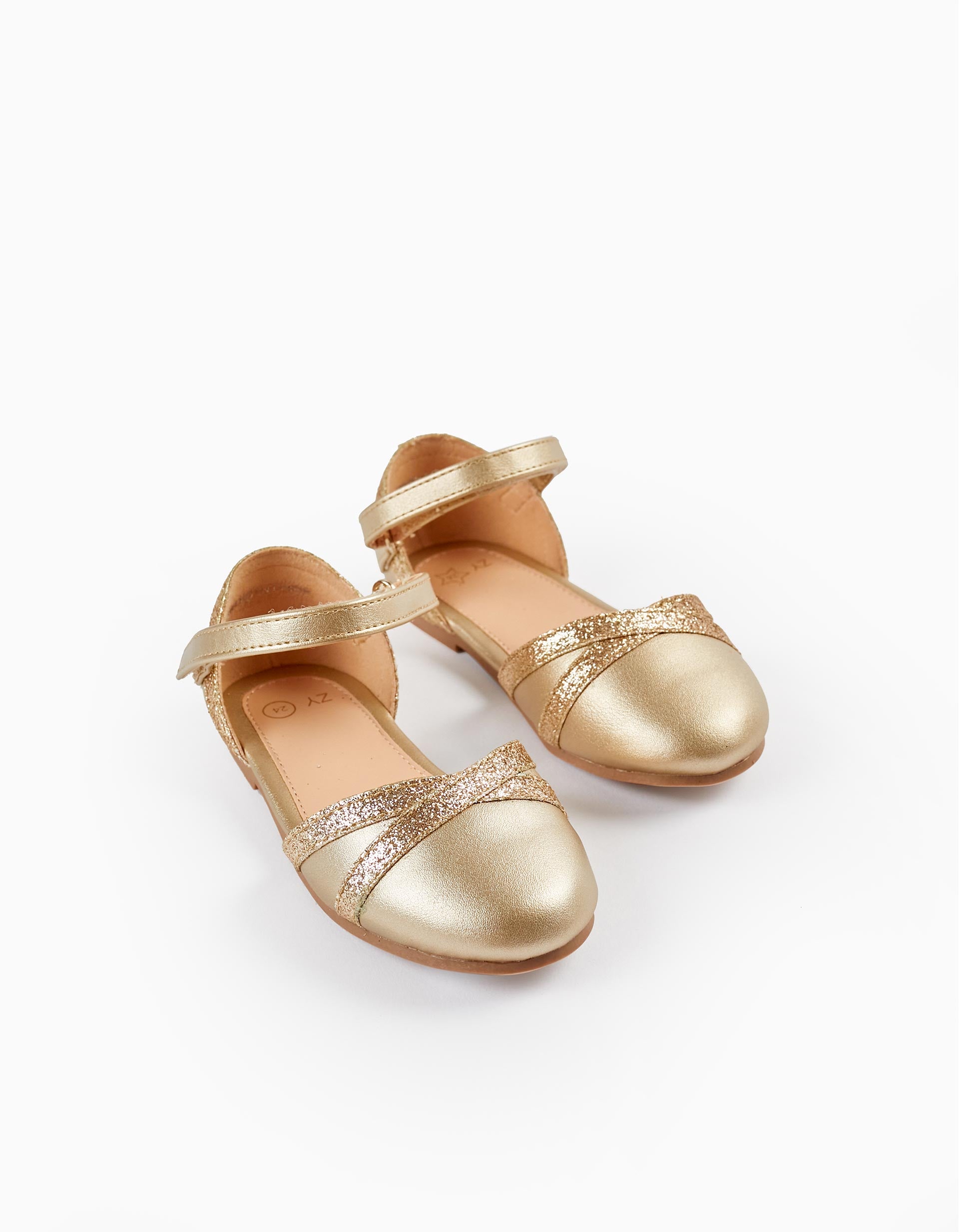 Ballerina Shoes with Glitter for Baby Girls, Gold