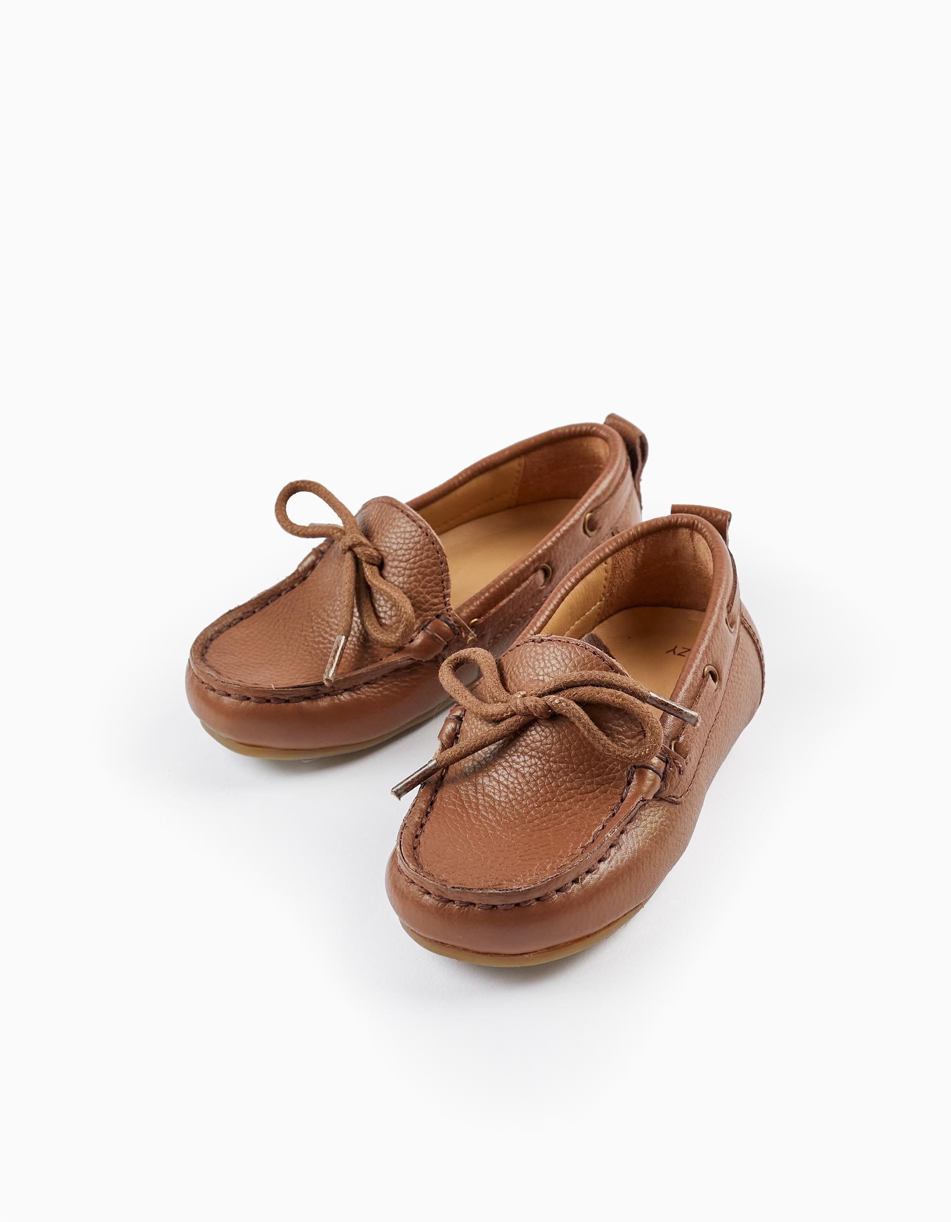 Chaussures Mocassins en Cuir avec Lacets pour Bébé Garçon, Marron