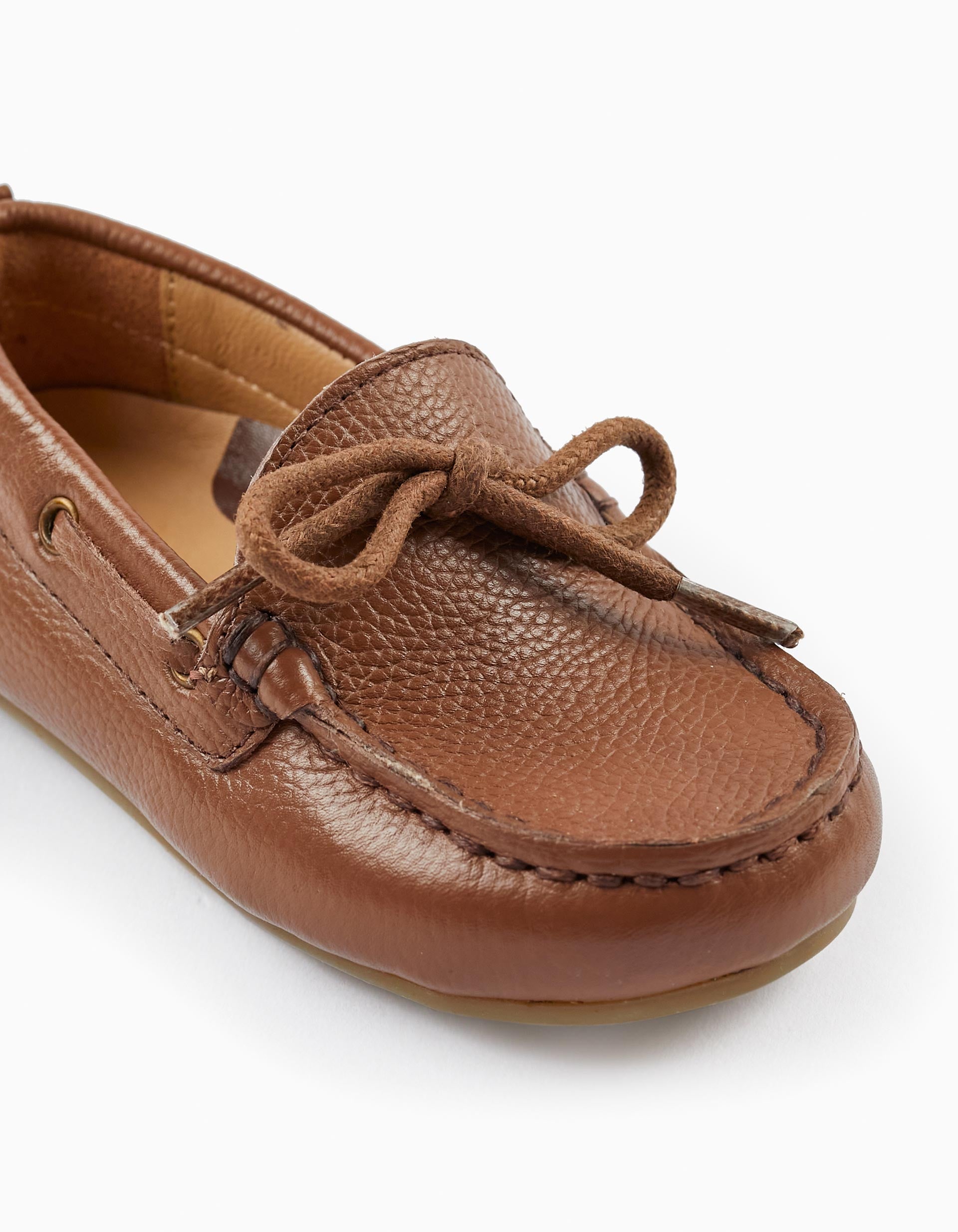 Chaussures Mocassins en Cuir avec Lacets pour Bébé Garçon, Marron