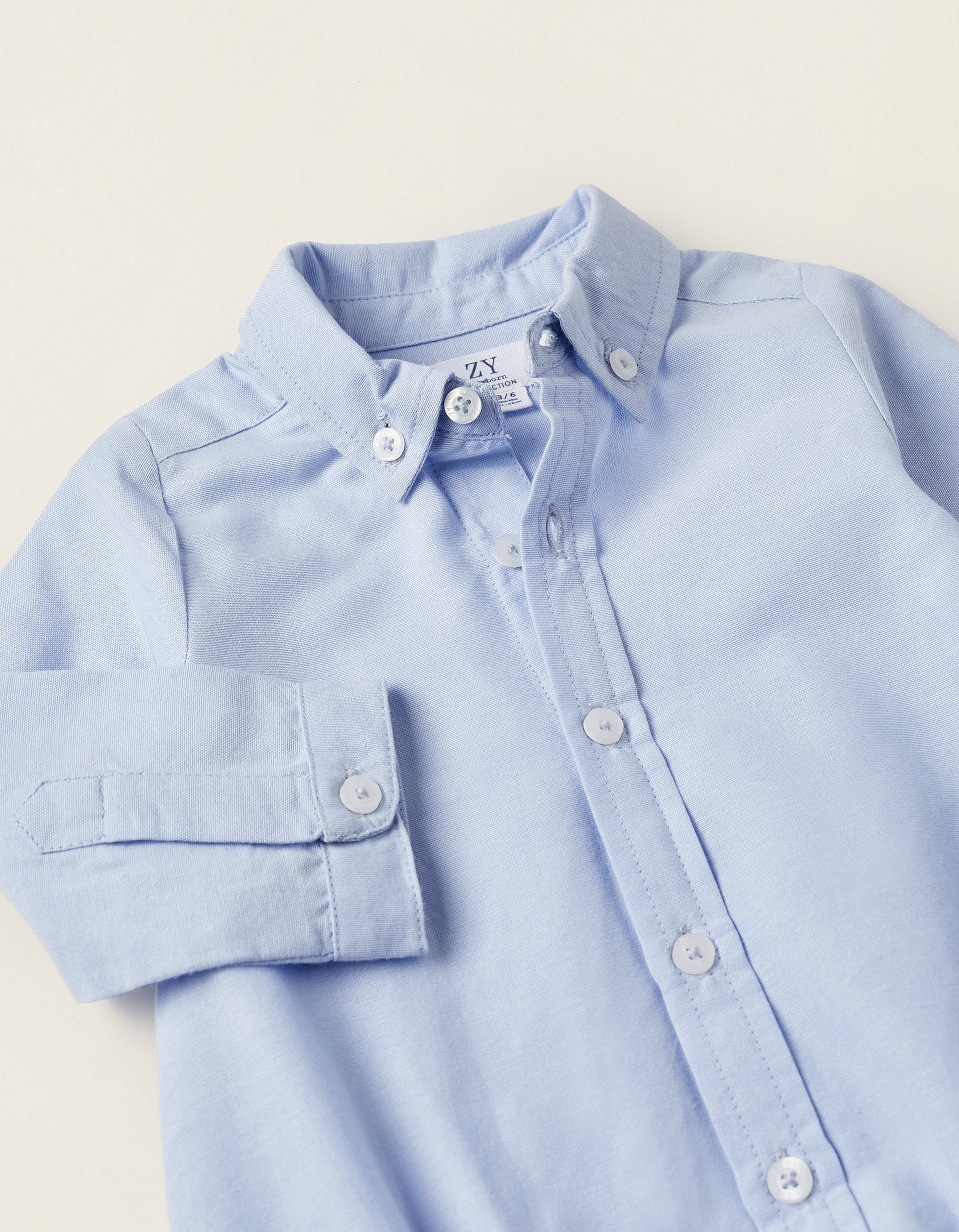 Body-Camisa de Algodão em Oxford para Recém-Nascido, Azul