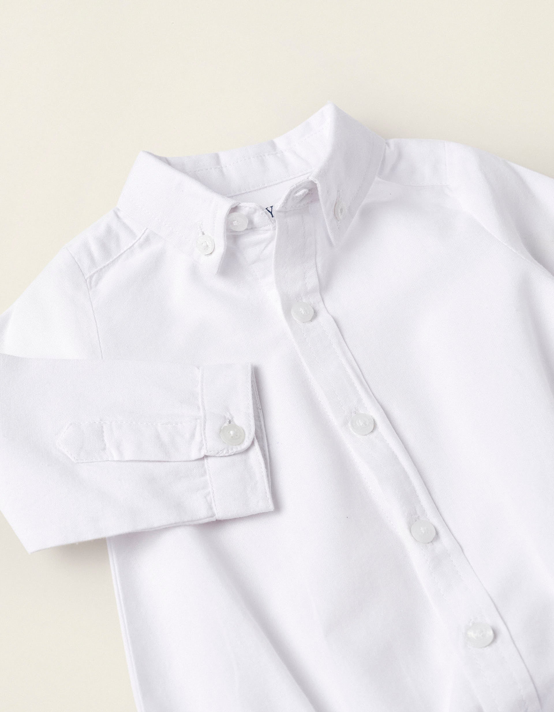 Body-chemise en coton Oxford pour nouveau-né, Blanc