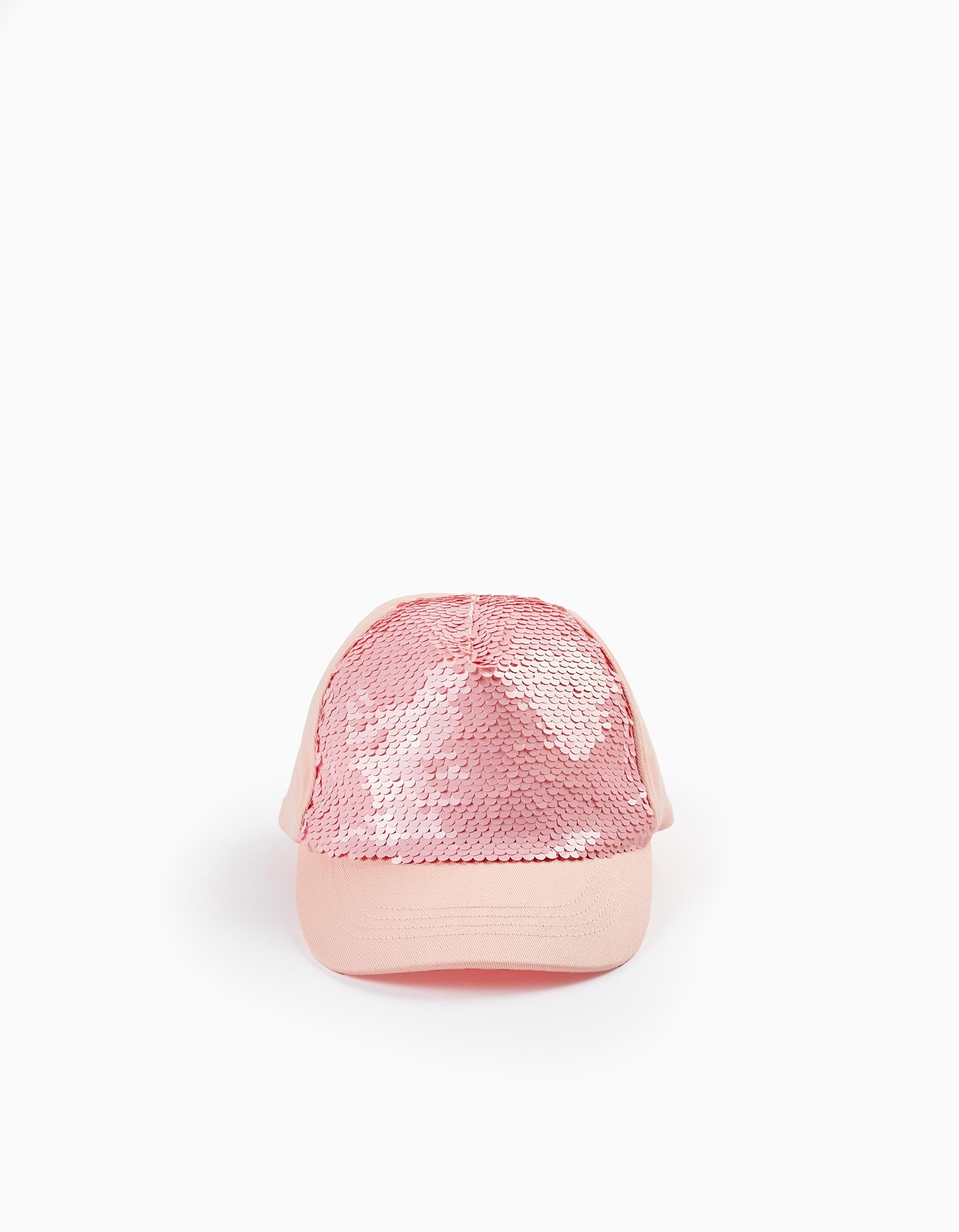 Boné de Algodão com Lantejoulas para Menina, Rosa