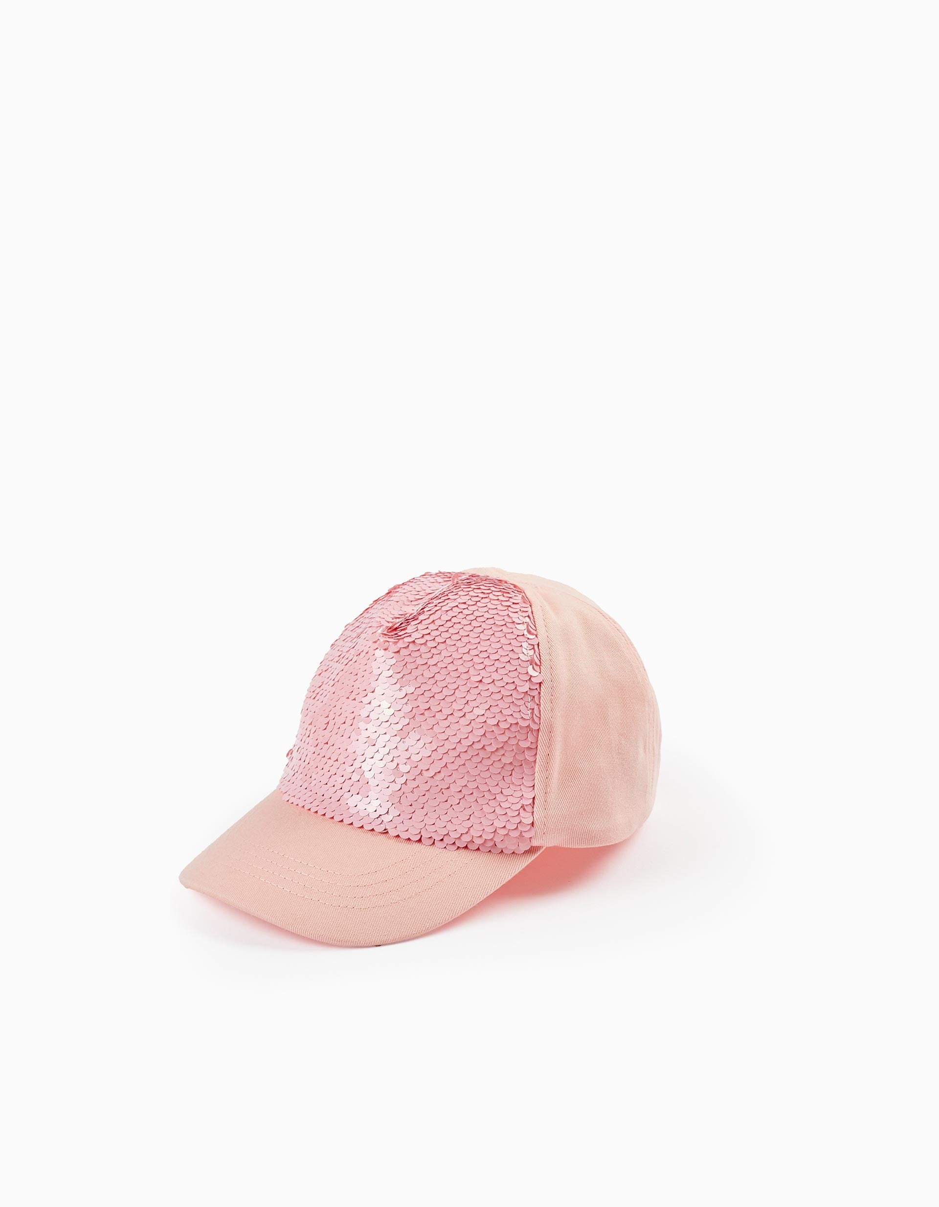 Boné de Algodão com Lantejoulas para Menina, Rosa