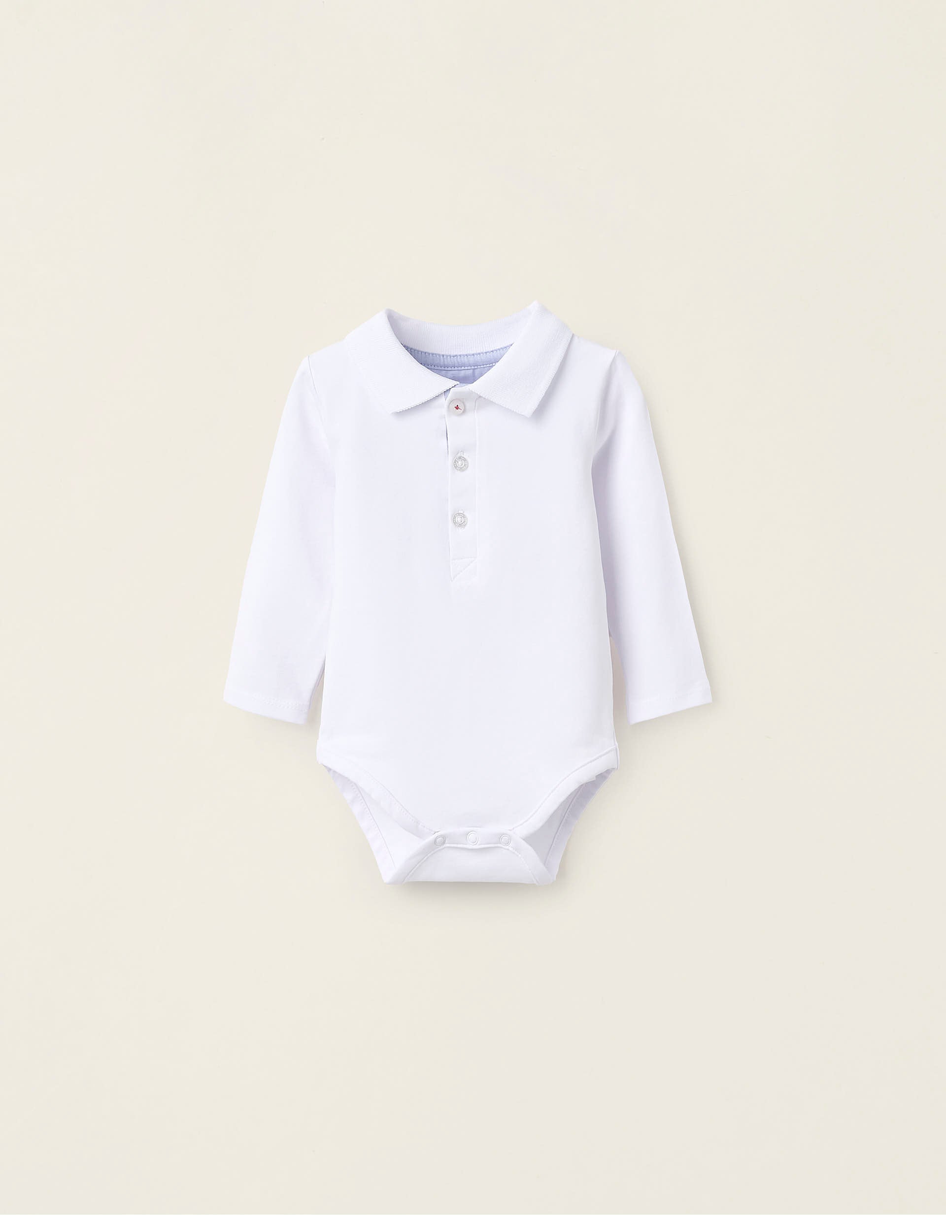 Long-sleeved Bodysuit for Newborn Boys, White