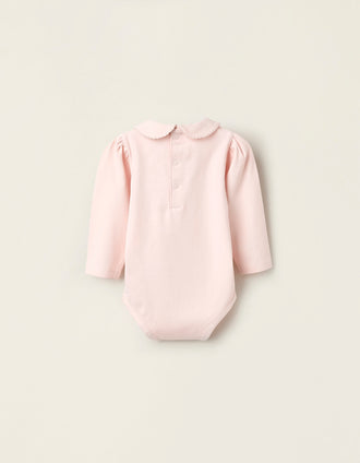 Pack 2 Bodies avec Col Claudine pour Nouveau-Née, Blanc/Rose