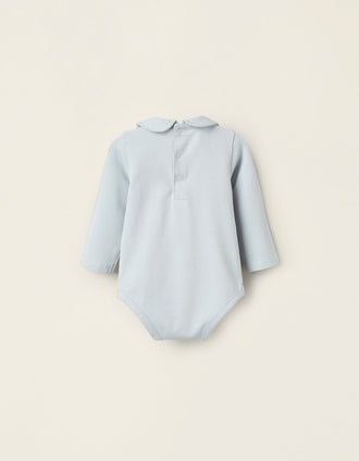 Pack 2 Bodies avec Col Claudine pour Nouveau-Né, Blanc/Bleu