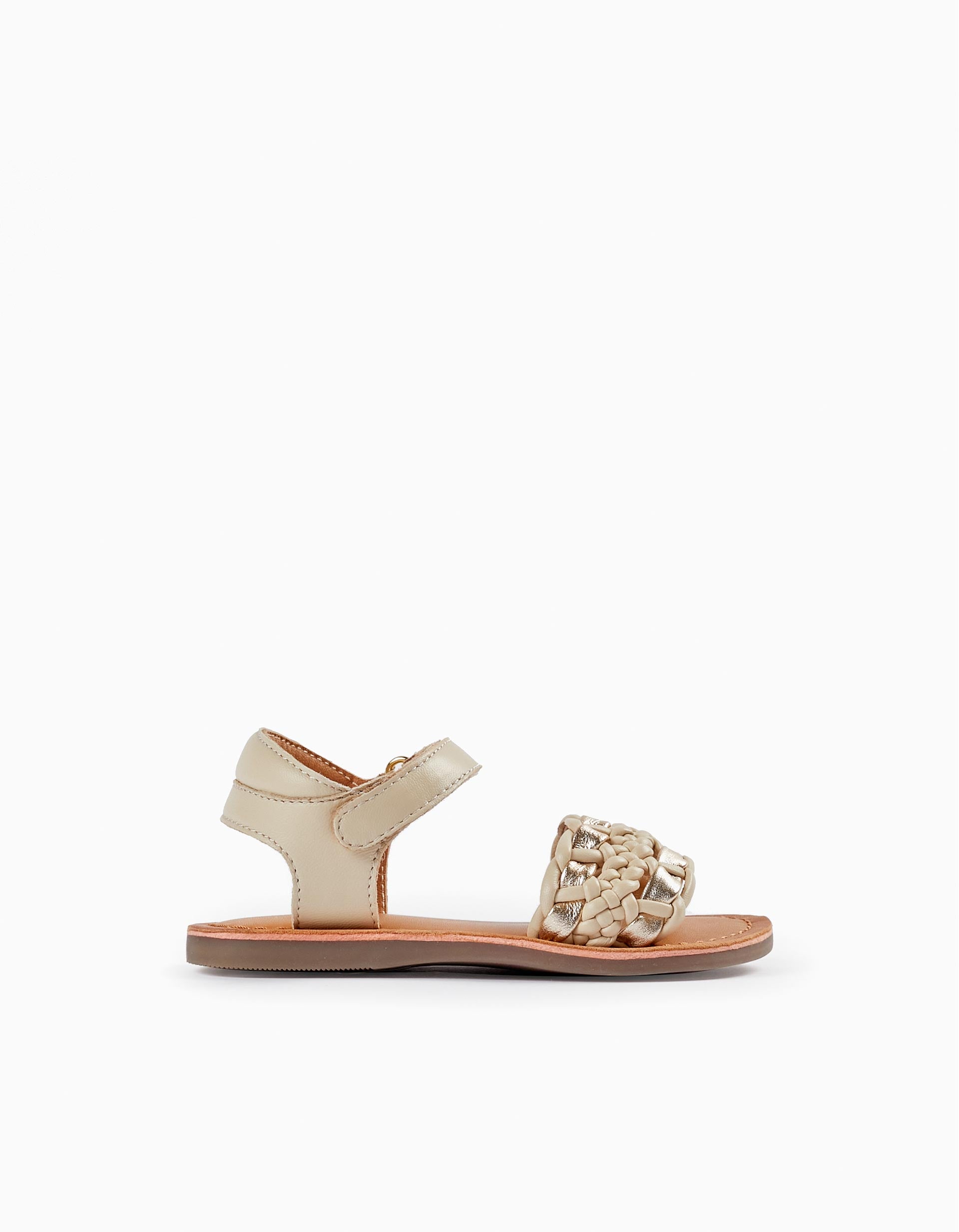 Sandales en cuir pour bébé fille, Beige/Doré