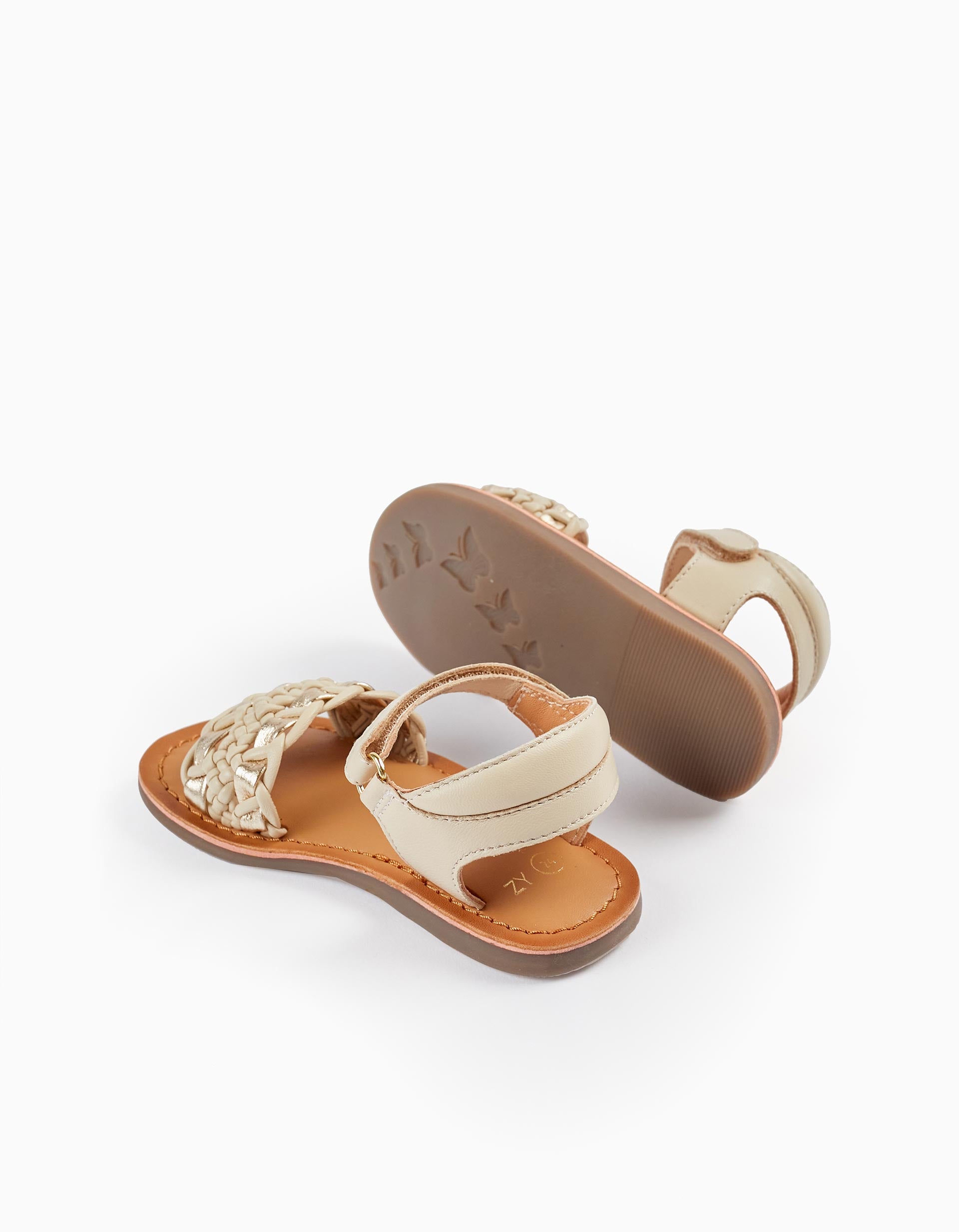 Sandales en cuir pour bébé fille, Beige/Doré