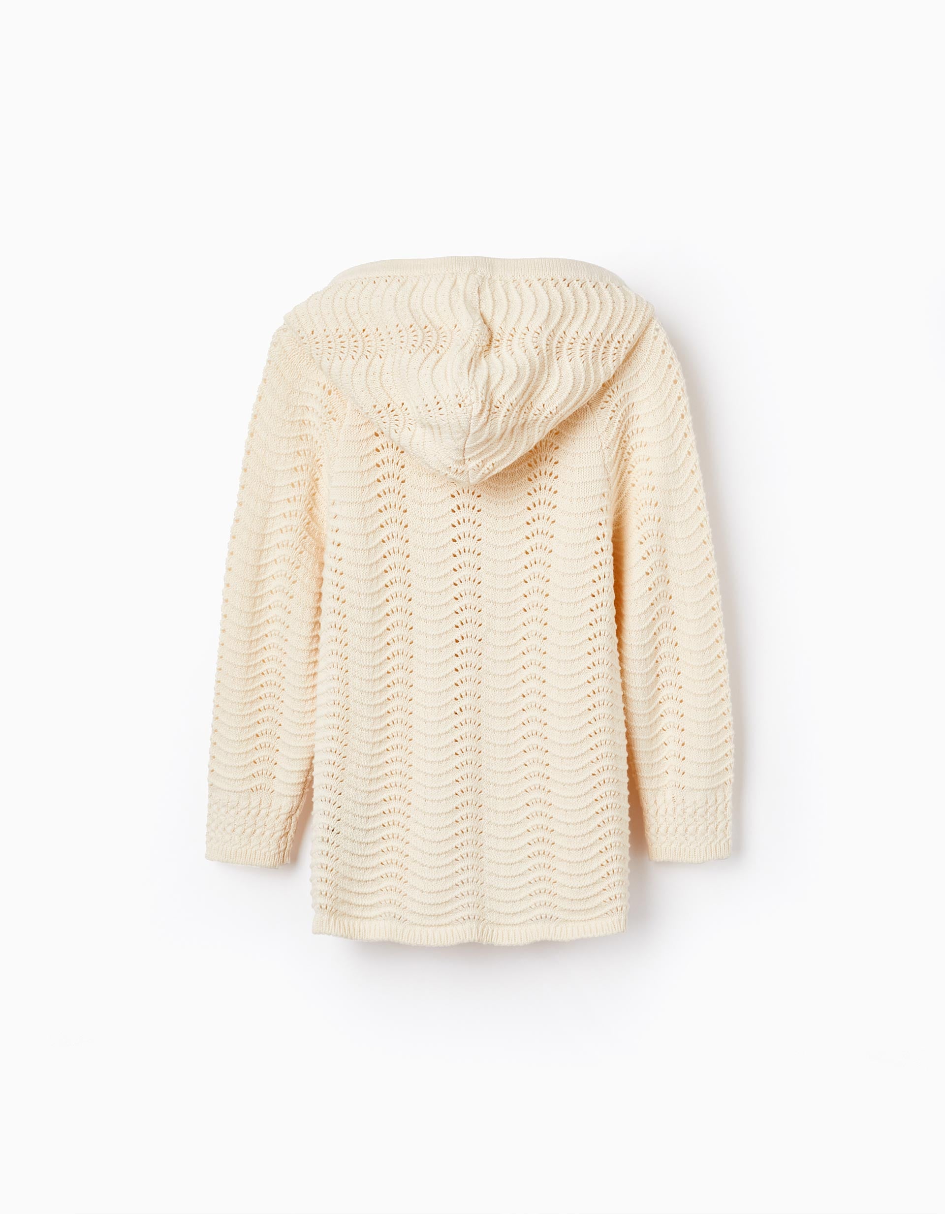 Chaqueta de Punto Jacquard con Capucha para Niño, Beige