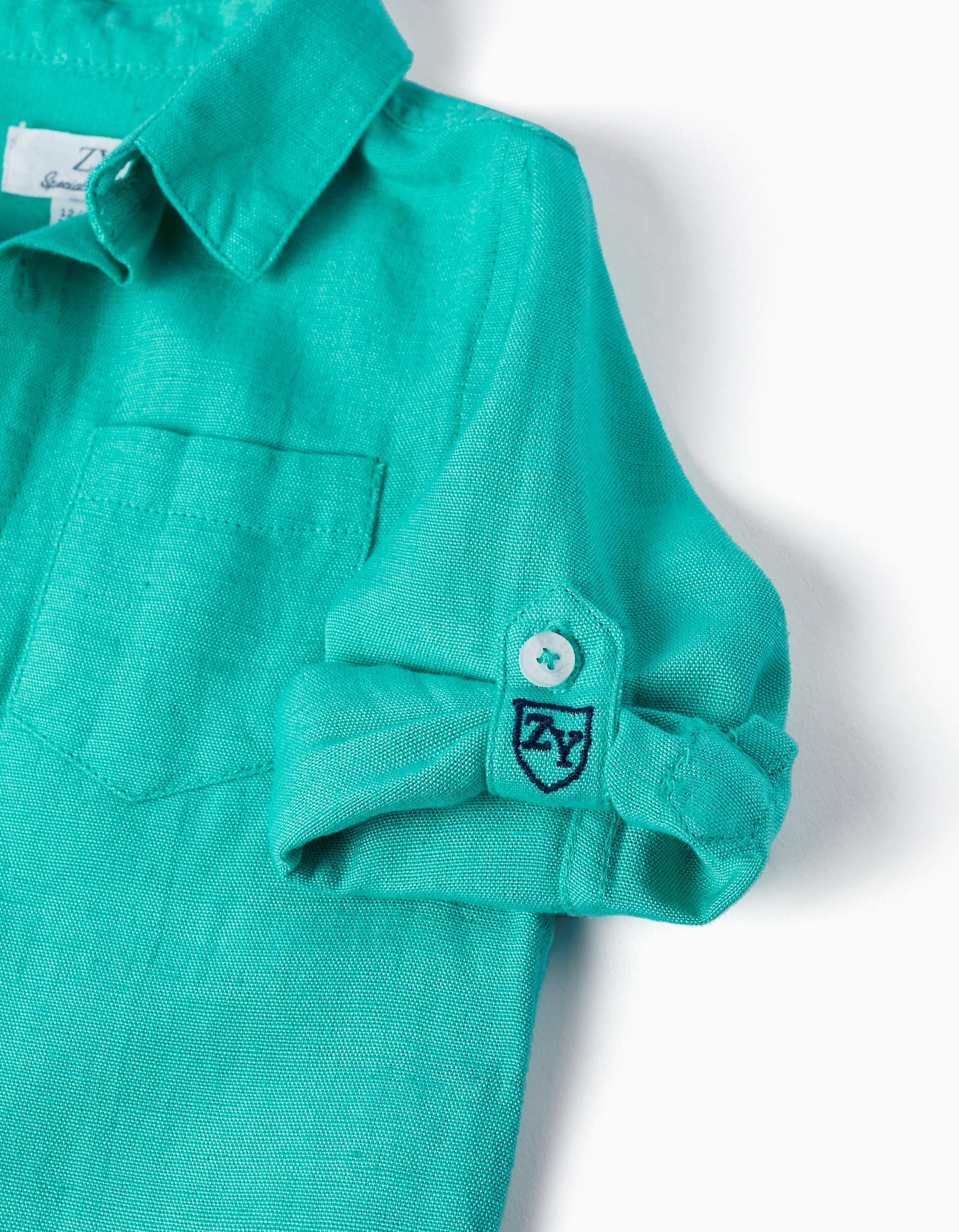 Chemise à manches longues en lin pour bébé garçon 'Special Days', Vert