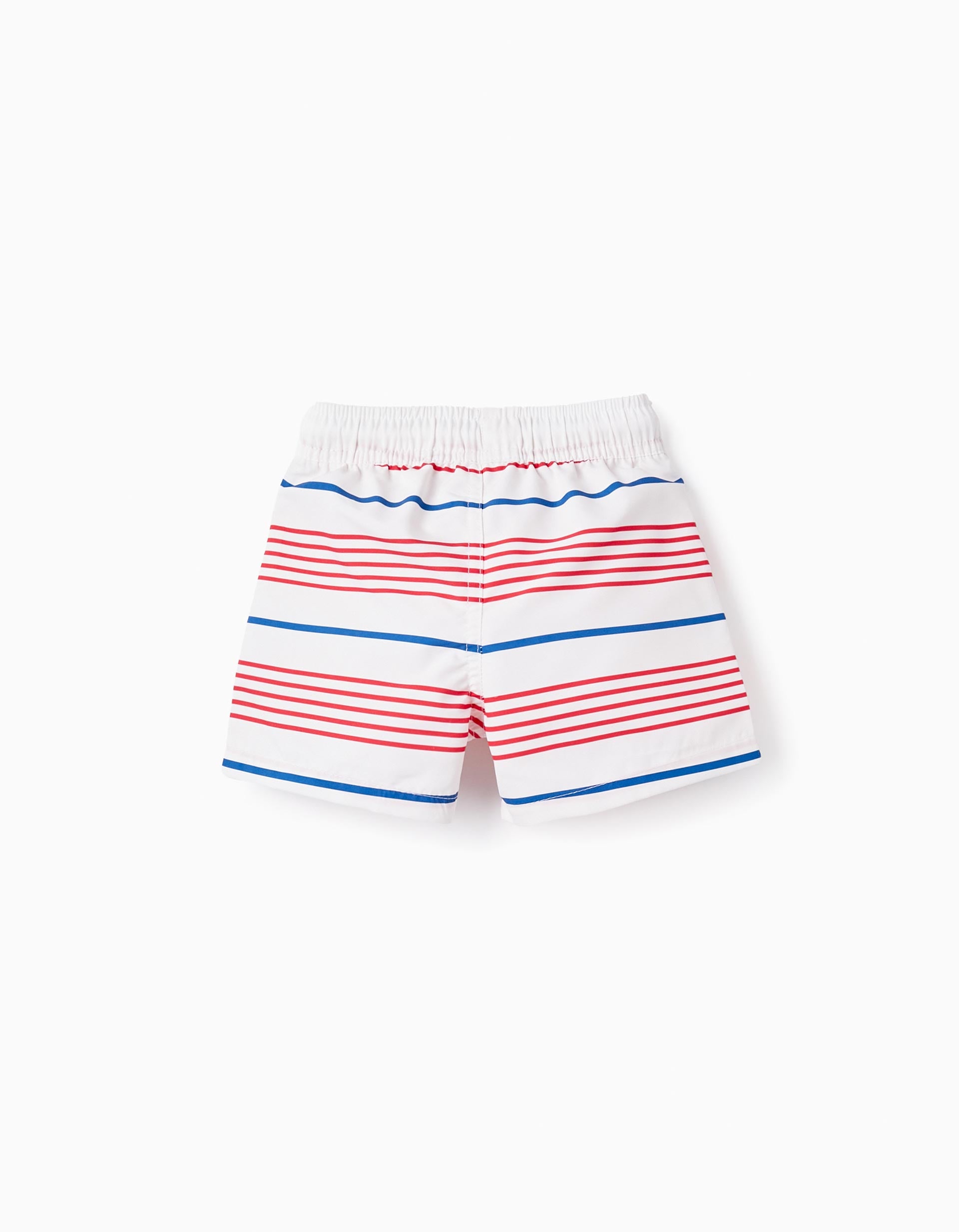 Shorts de Baño a Rayas para Bebé Niño, Blanco/Azul/Rojo