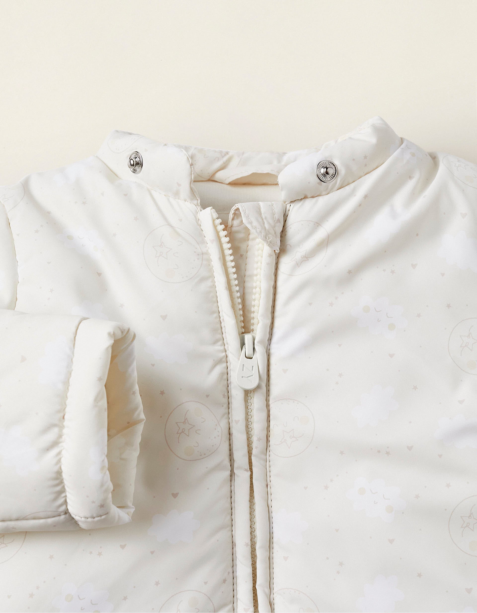 Padded Hooded Jacket with Ears for Baby Girls 'Stars & Moons', Light Yellow