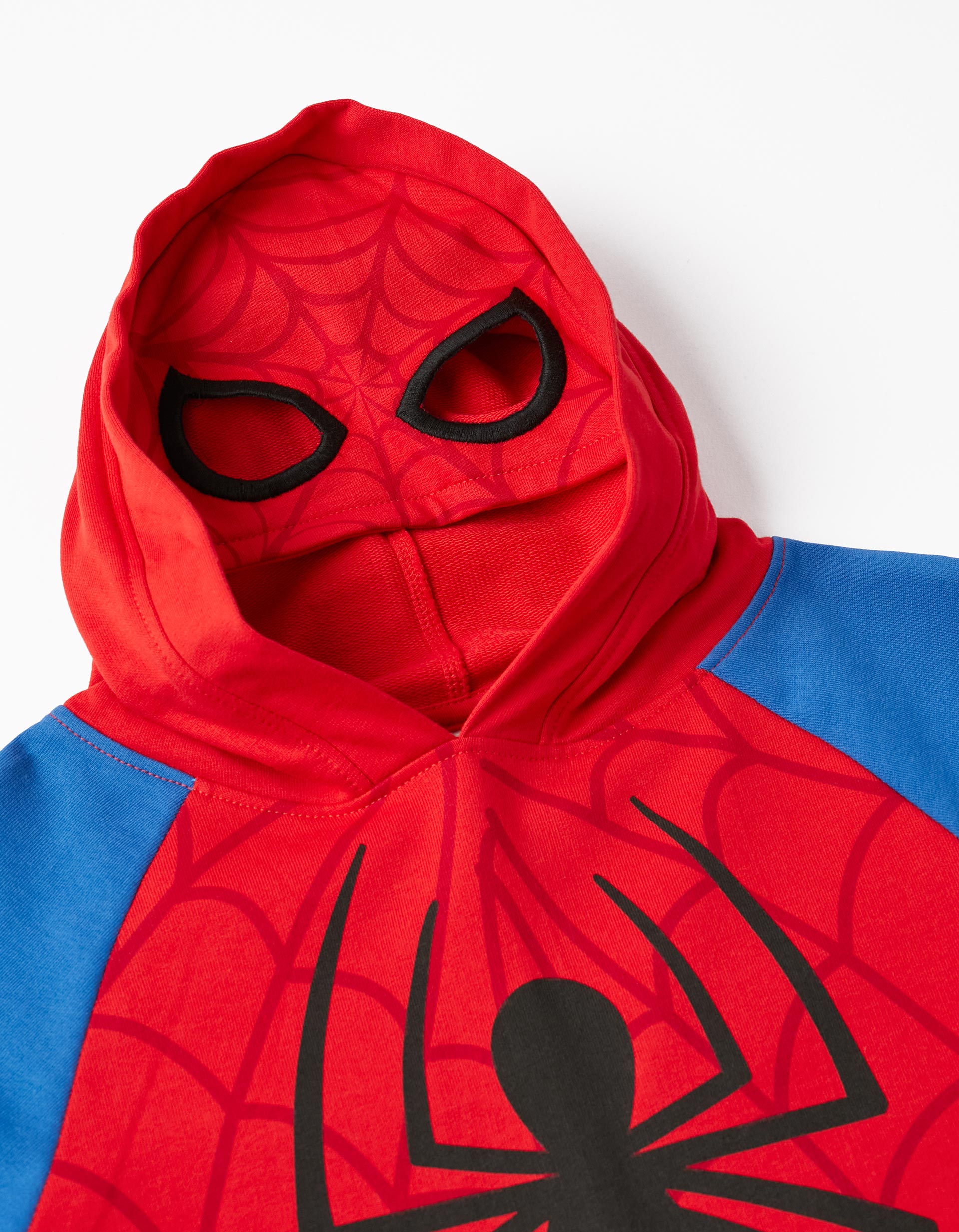 Sweatshirt with Hood-Mask in Cotton for Boys 'Spider-Man', Blue/Red