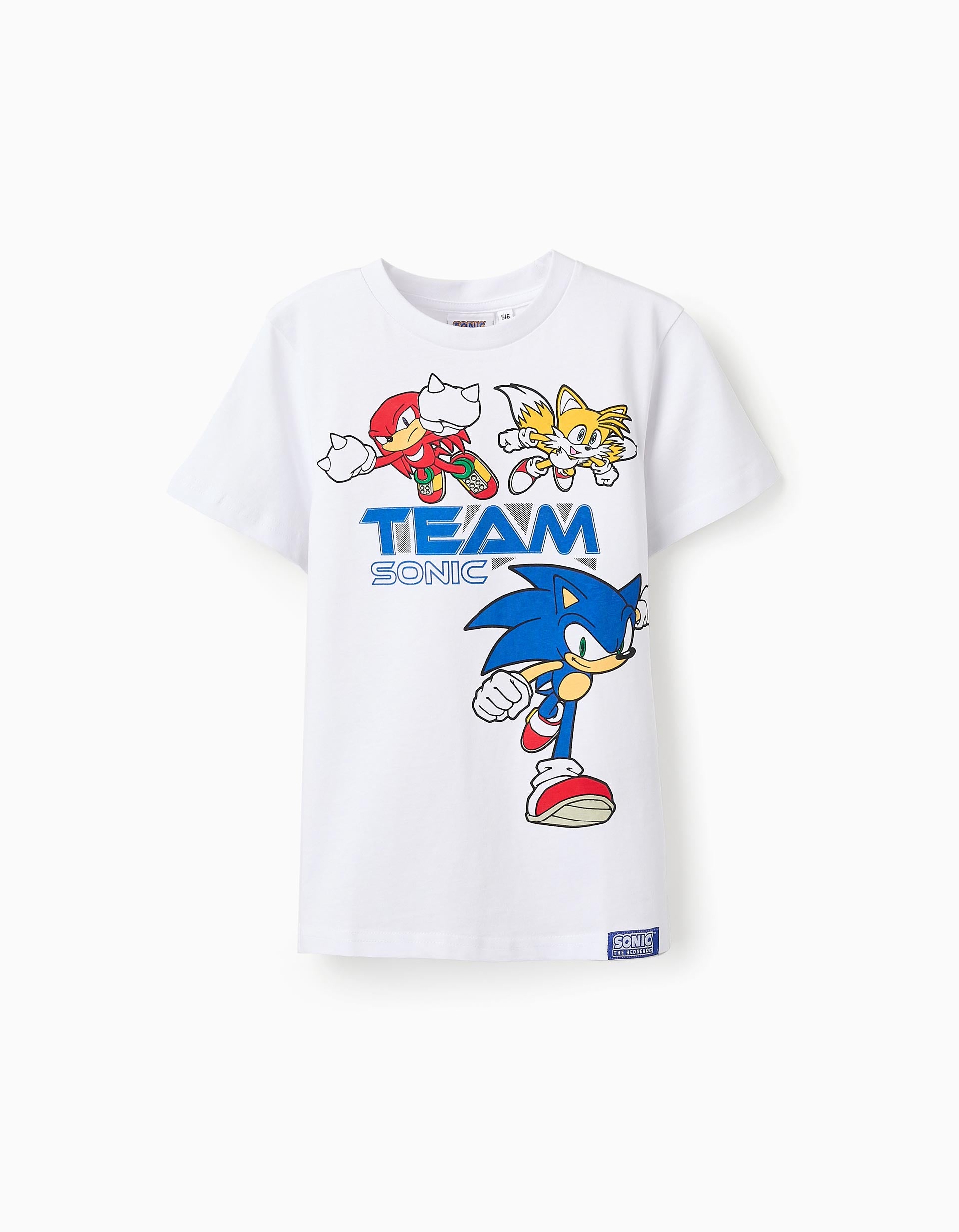 T-shirt de Algodão para Menino 'Sonic', Branco