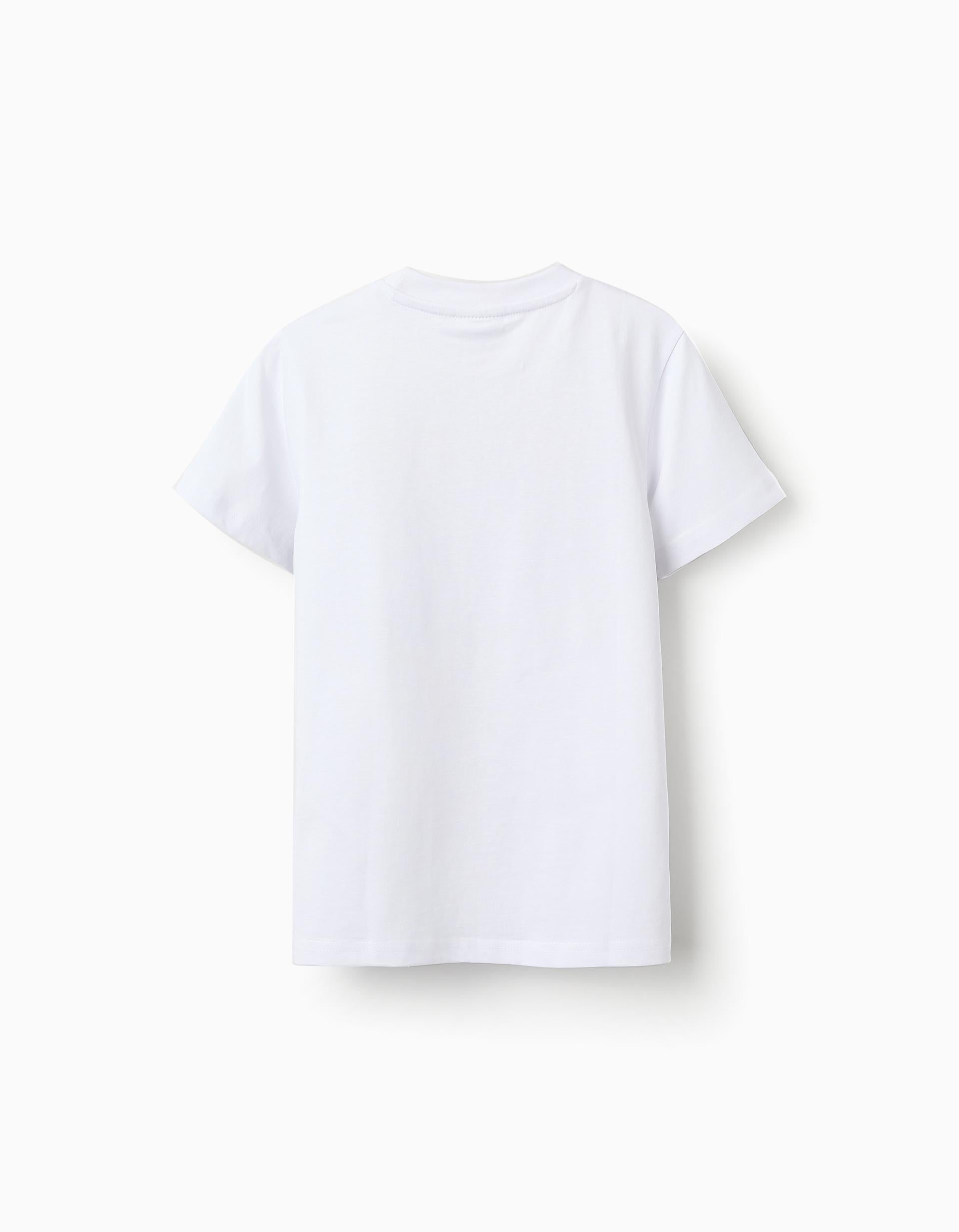 T-shirt de Algodão para Menino 'Sonic', Branco