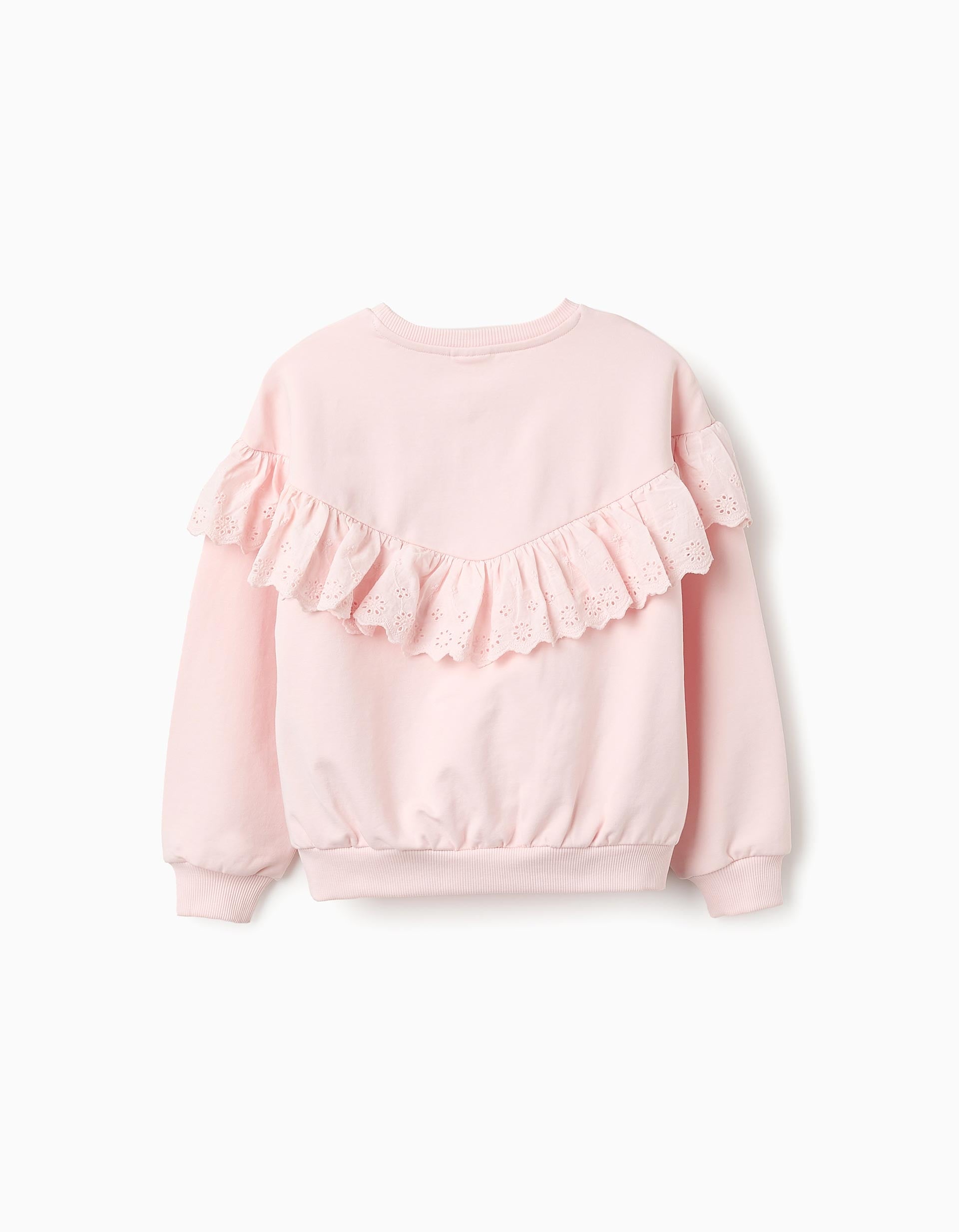 Sweat en Coton avec Volants pour Fille, Rose