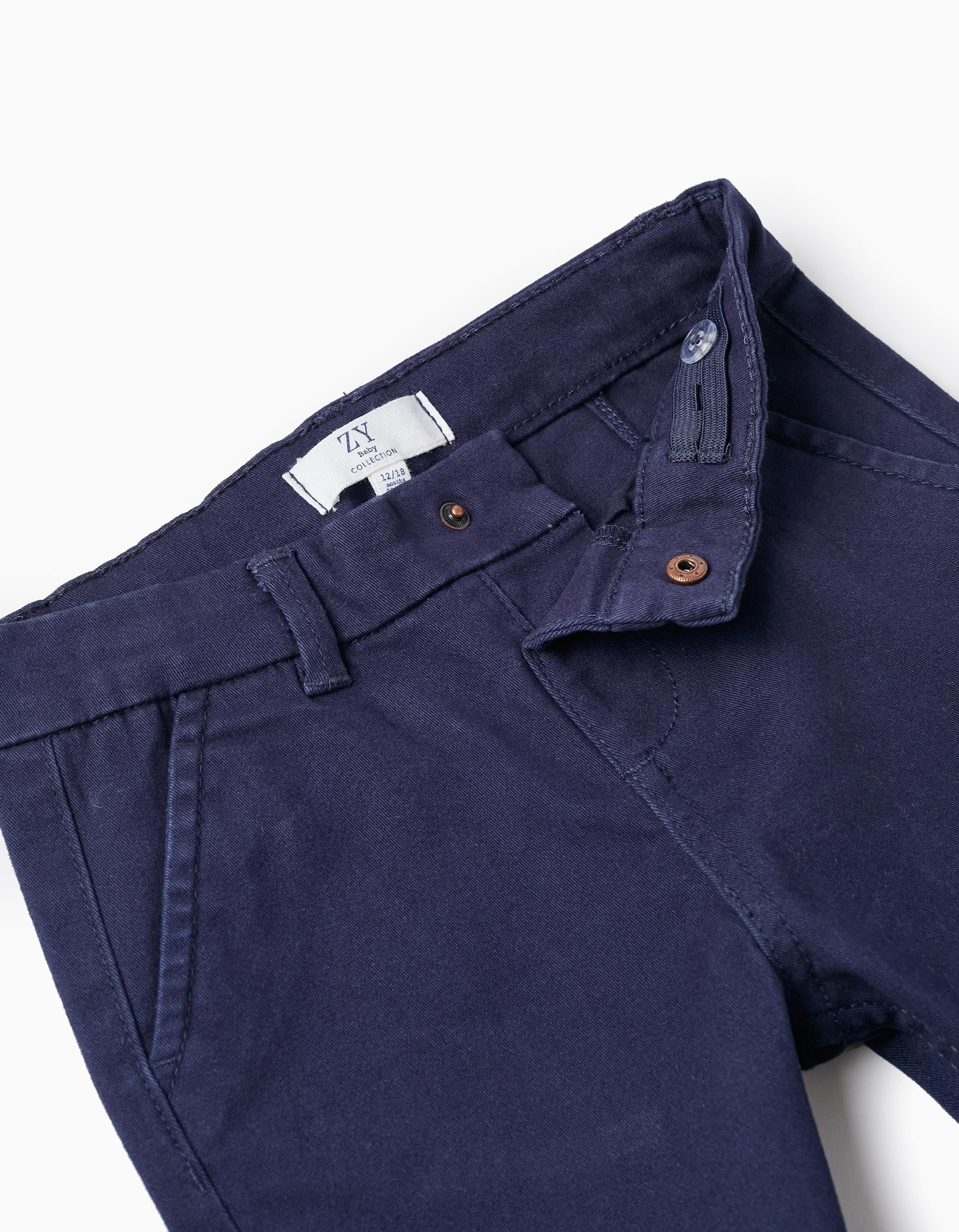 Twill Trousers for Baby Boys, Dark Blue