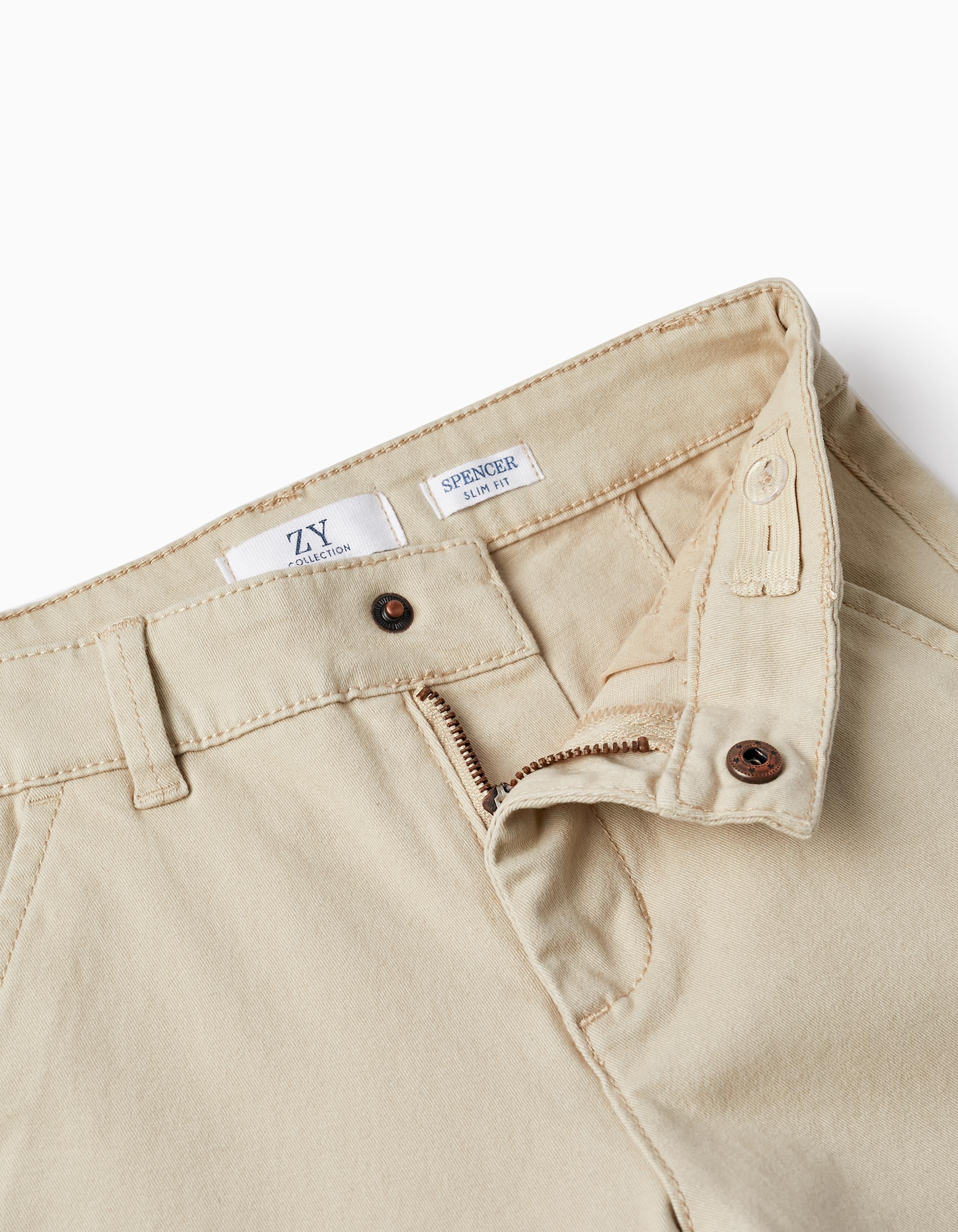 Cotton Chino Trousers for Boys 'Slim Fit', Beige