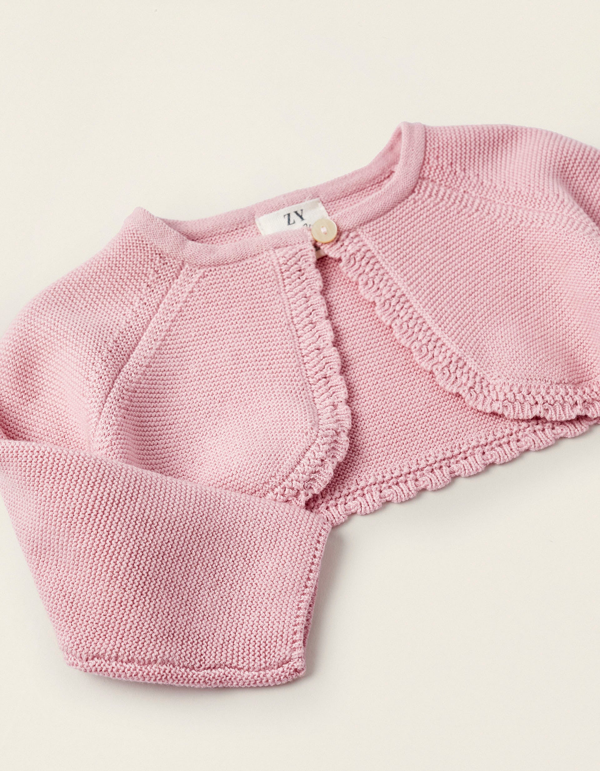 Cotton Bolero Jacket for Newborn Girls, Pink