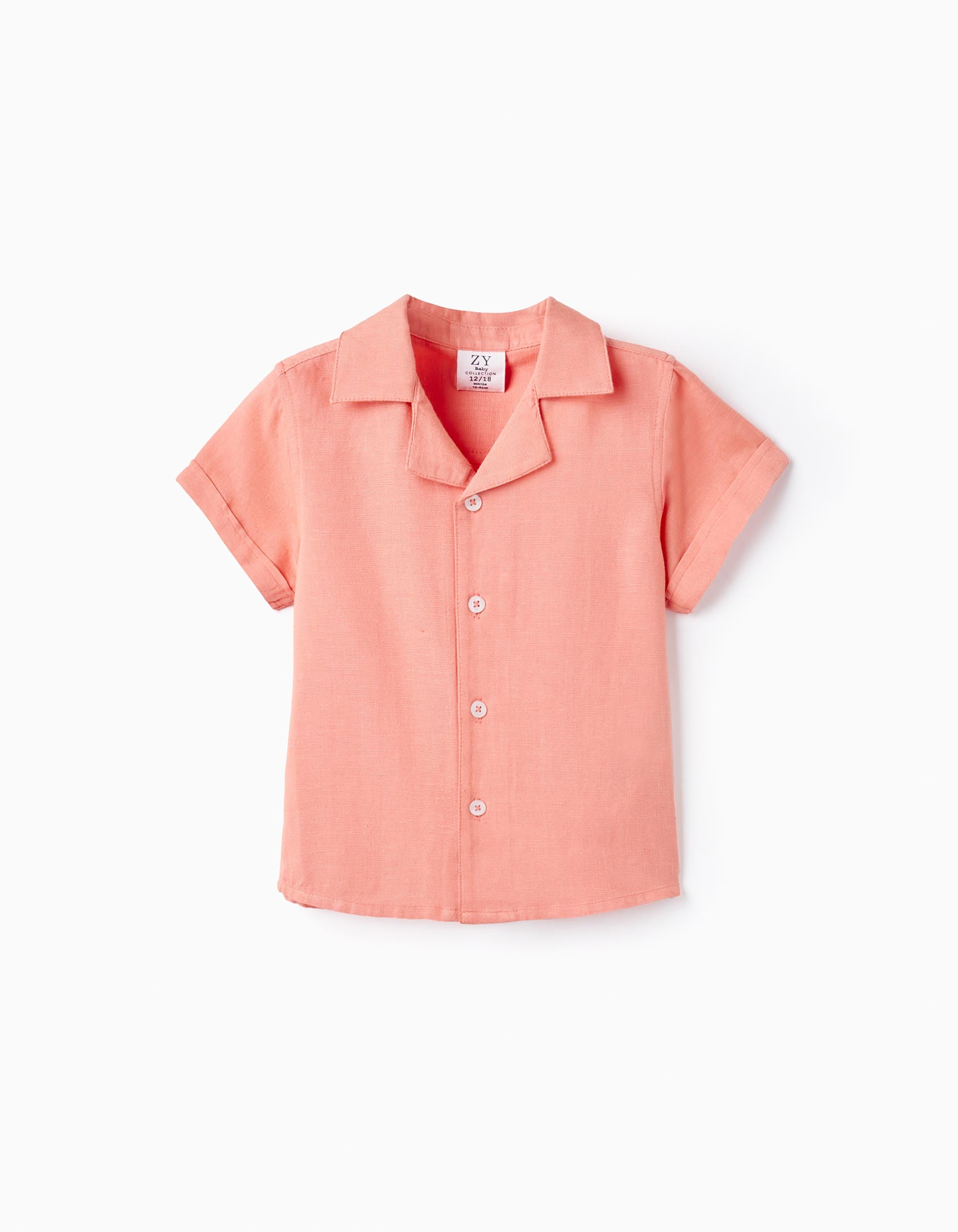 Chemise à Manches Courtes en Lin pour Bébé Garçon, Corail