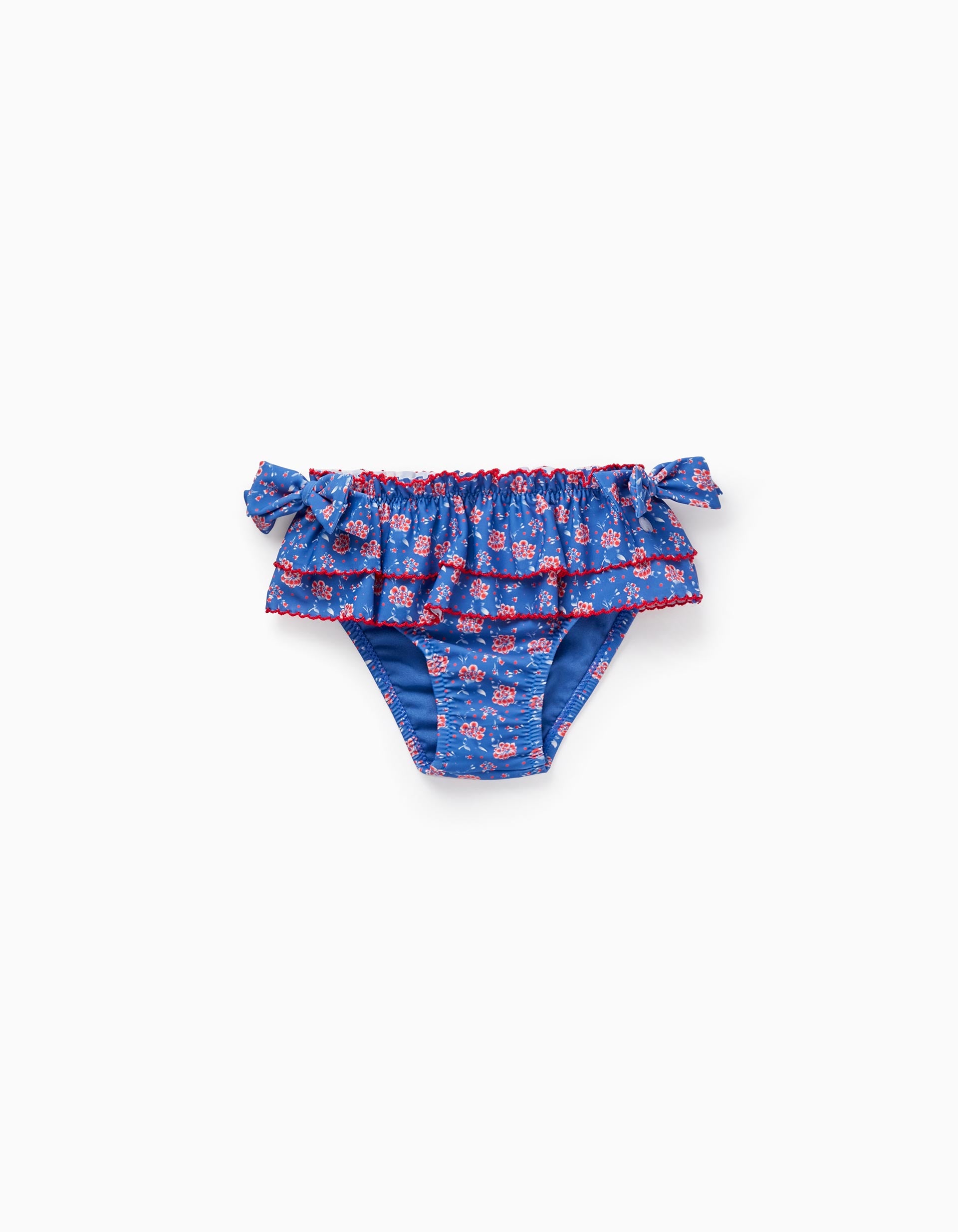 Cueca de Banho Floral UPF80 para Bebé Menina, Azul