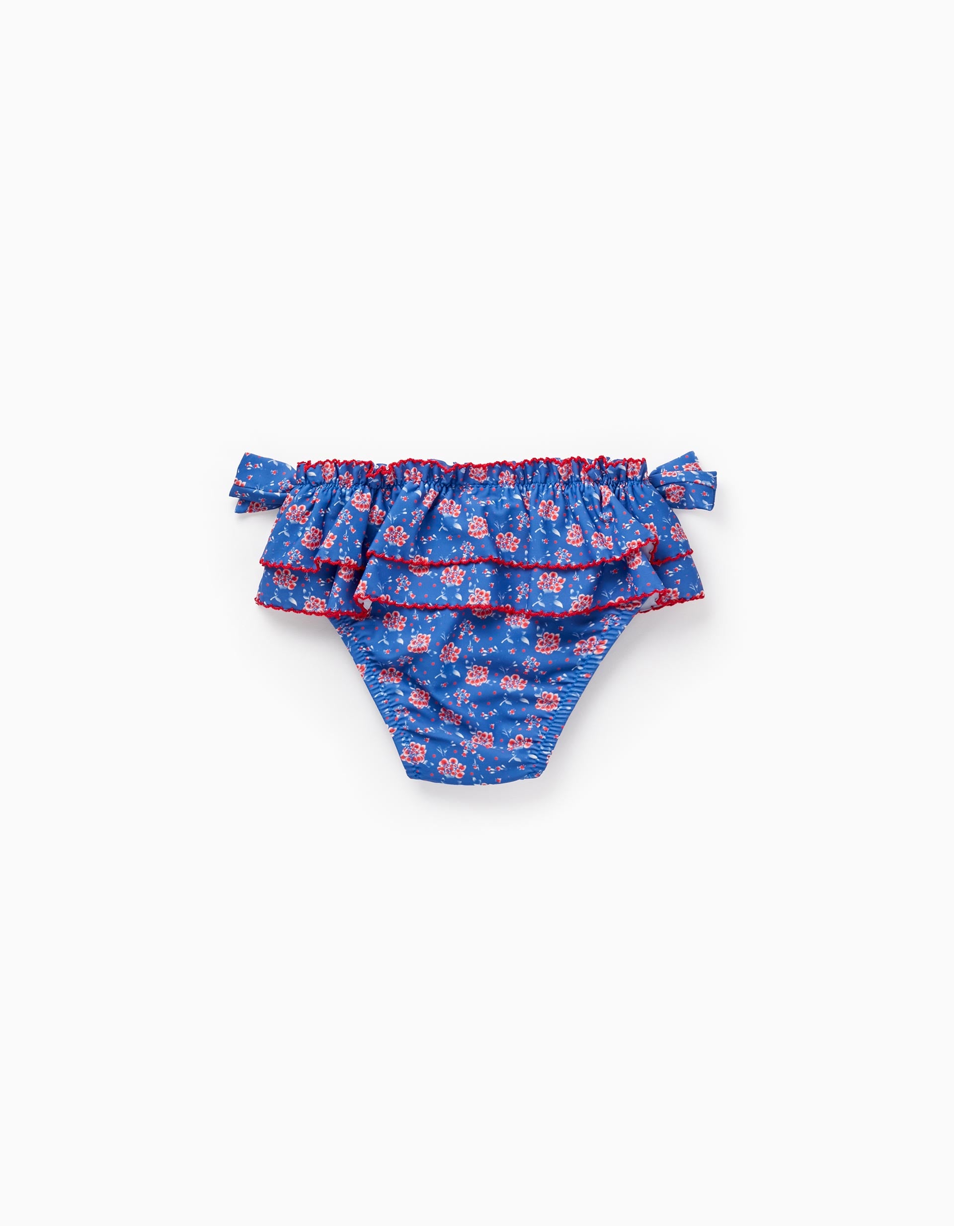 Cueca de Banho Floral UPF80 para Bebé Menina, Azul