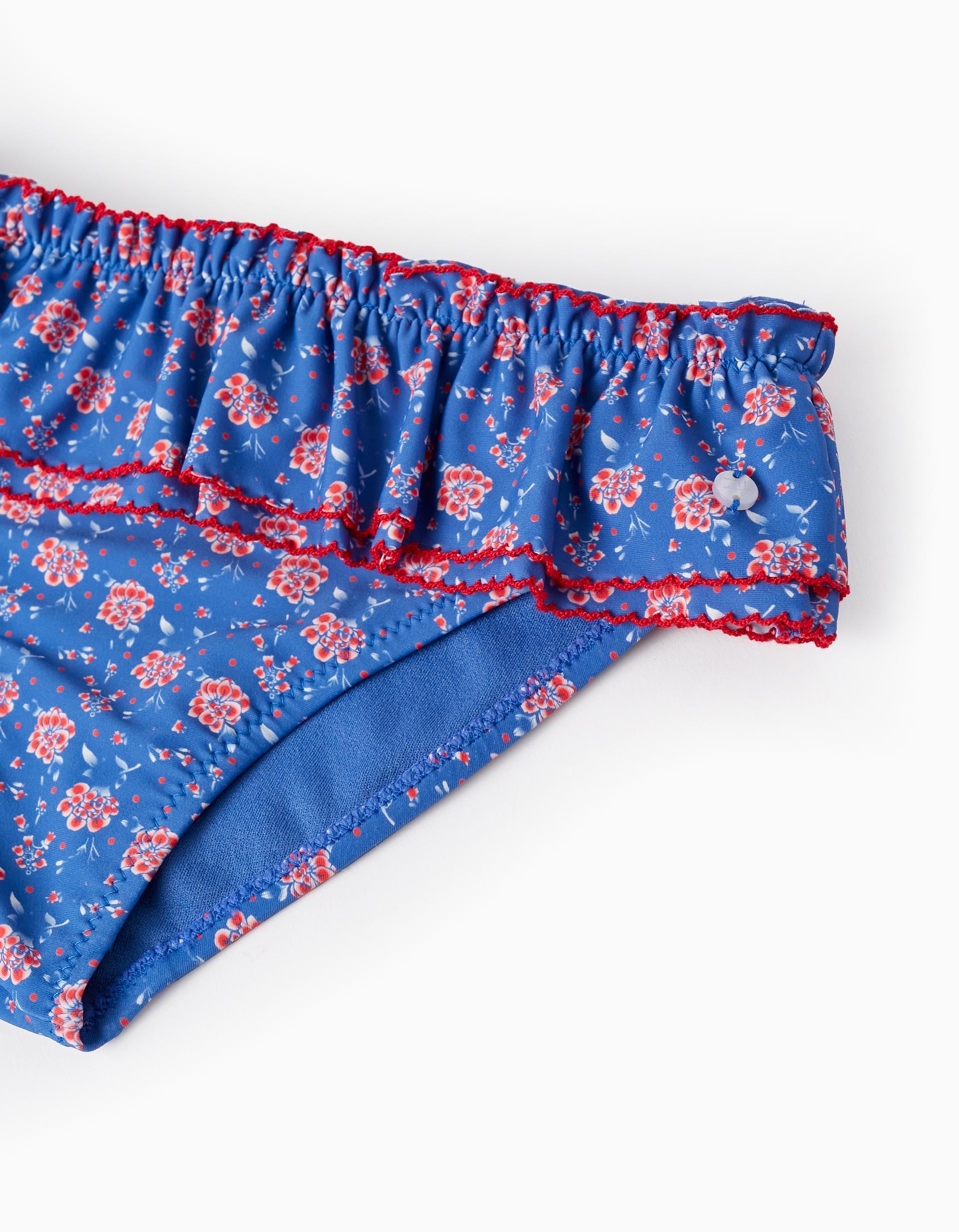 Cueca de Banho Floral UPF80 para Menina, Azul