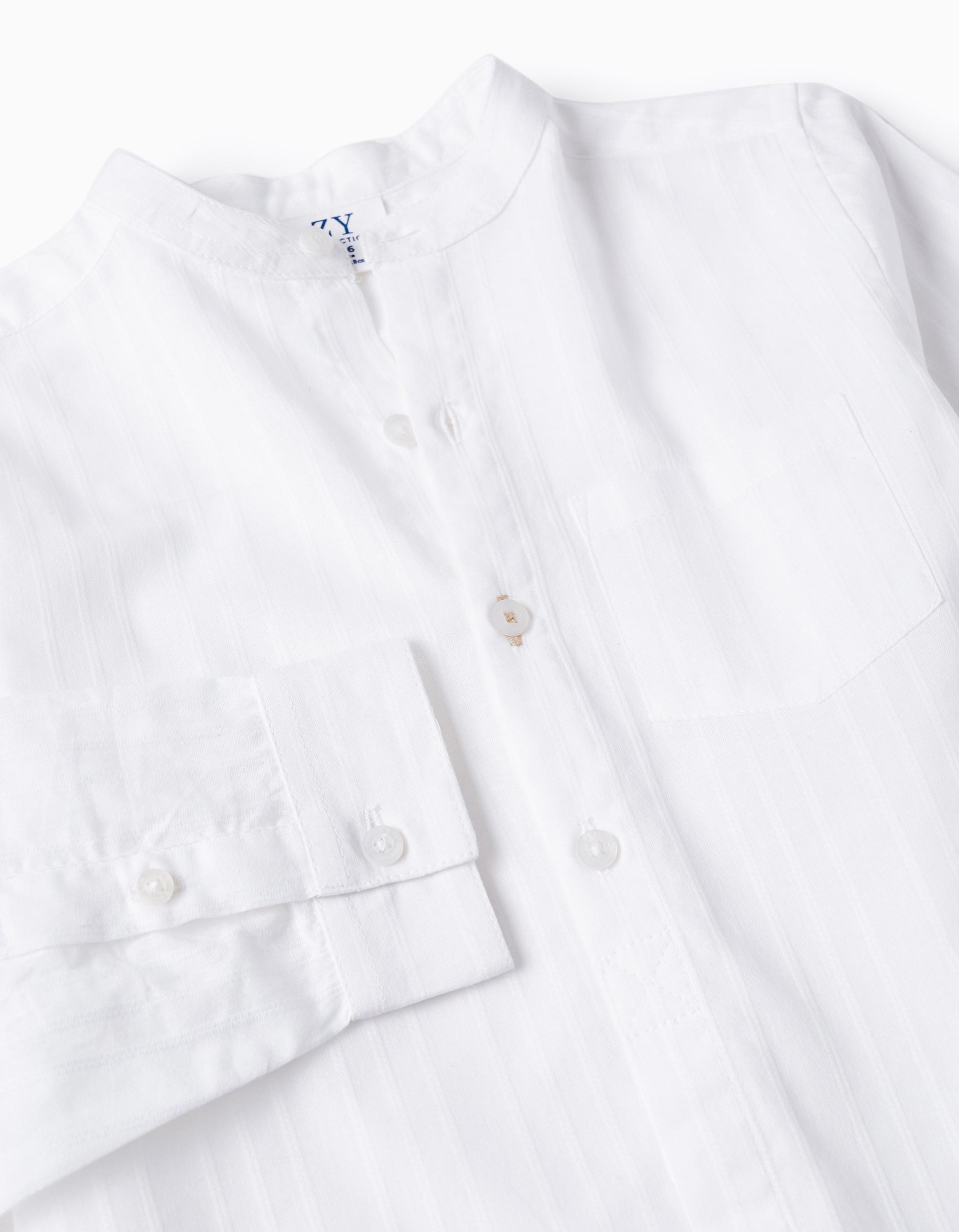 Shirt with Mao Collar for Boys, White