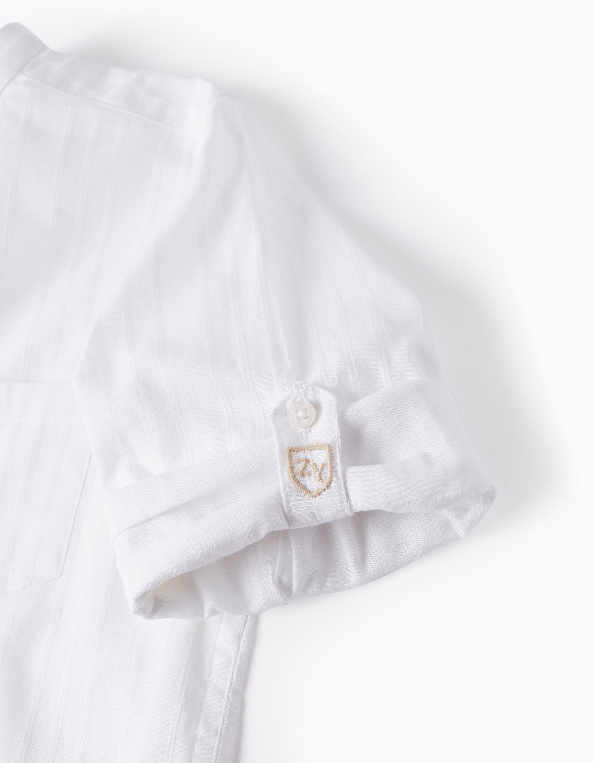 Shirt with Mao Collar for Boys, White