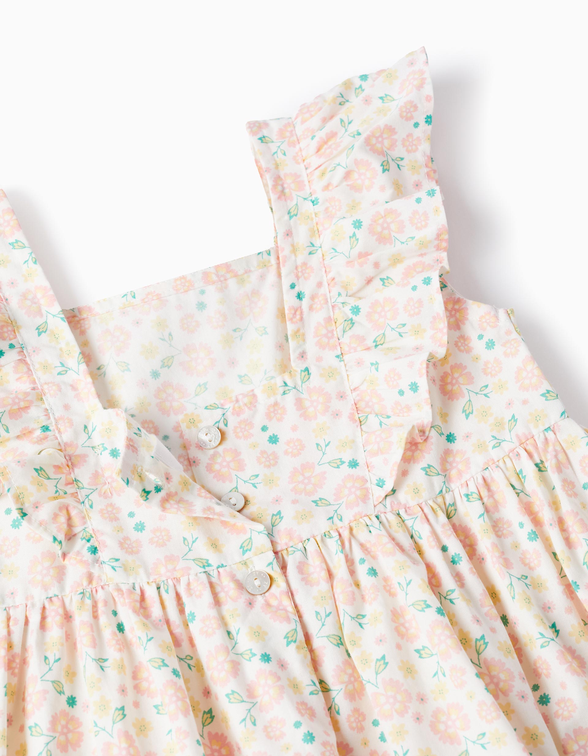 Floral Cotton Dress for Girls, White