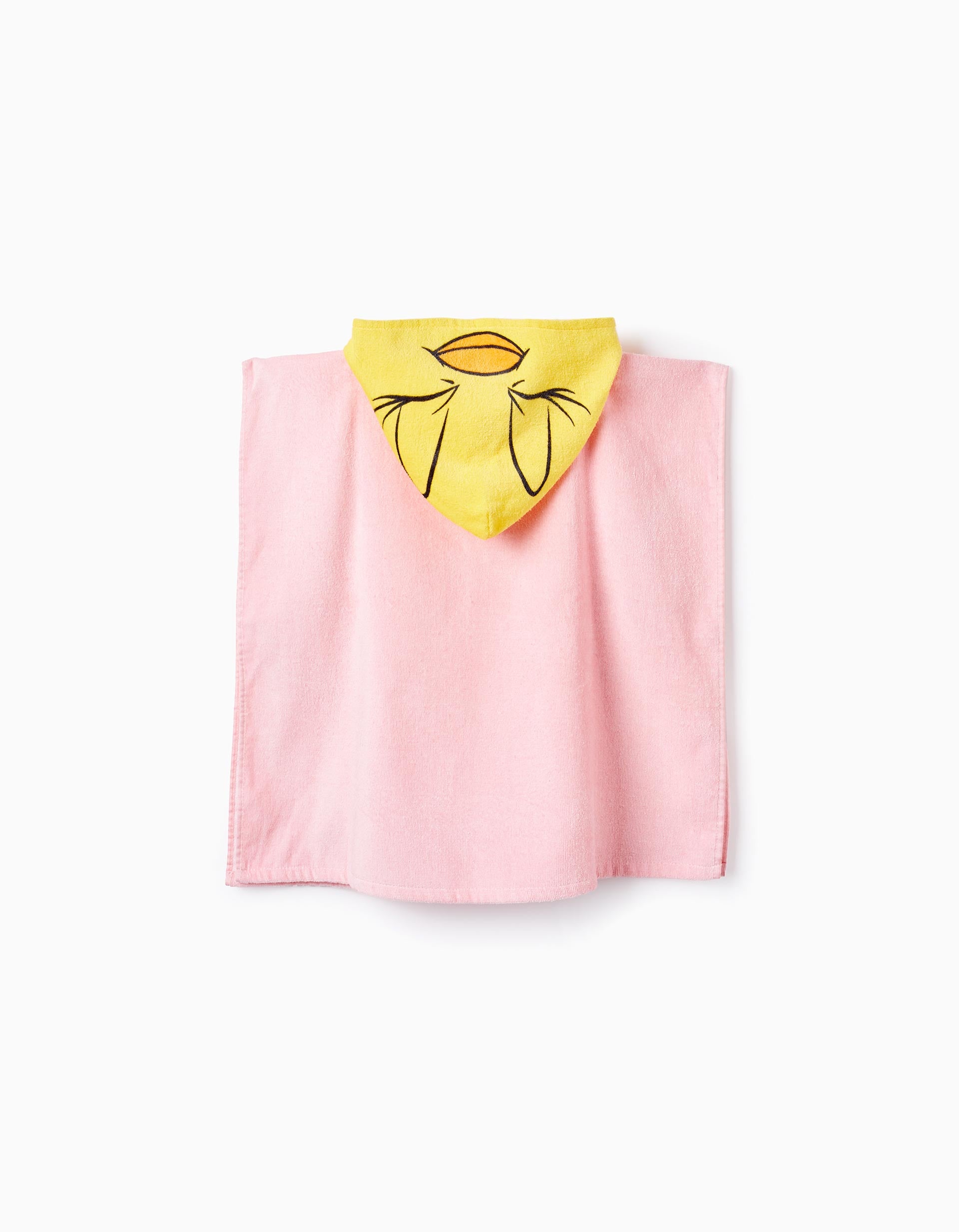 Poncho de Plage avec Capuche pour Fille 'Tweety', Rose/Jaune