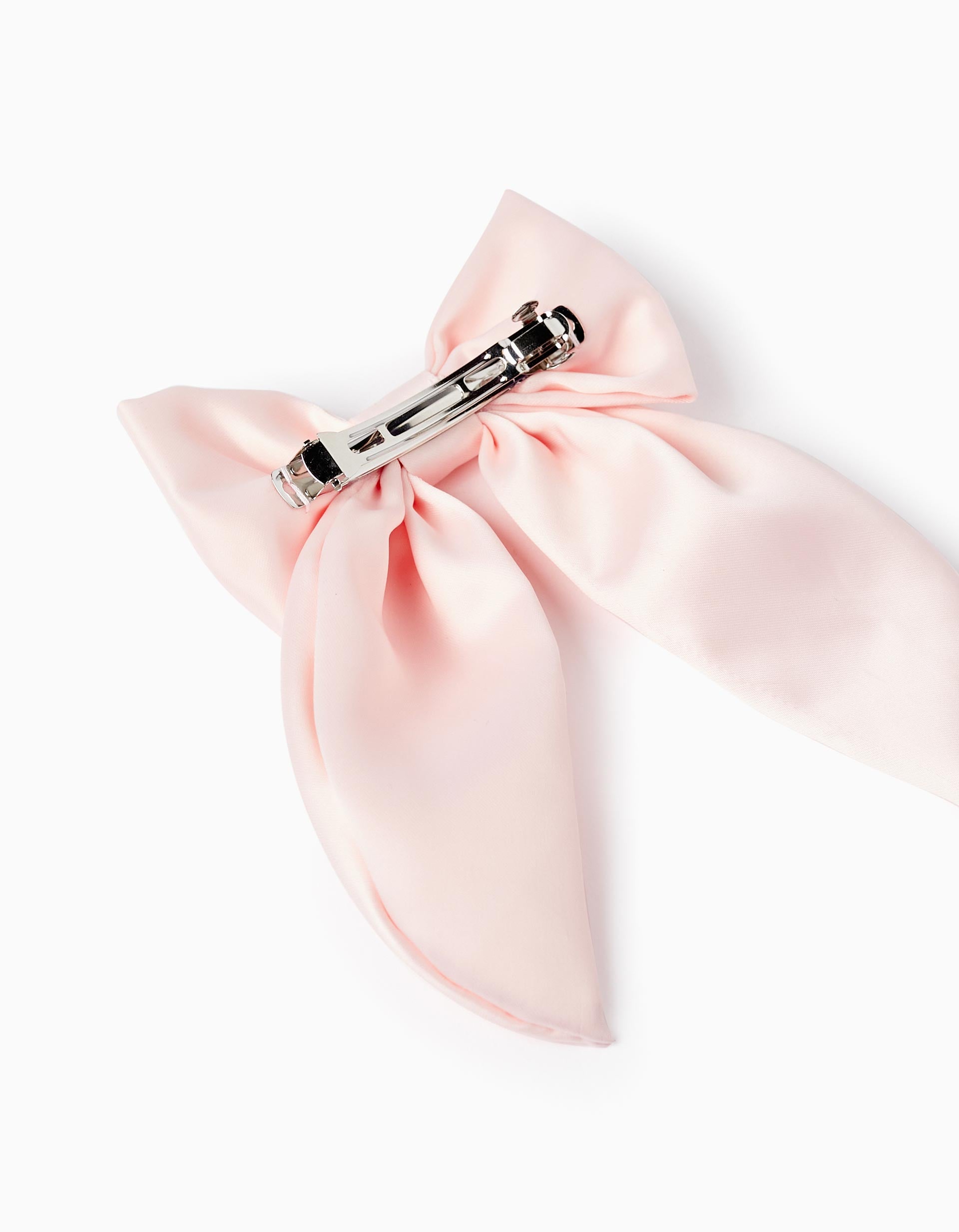 Satin Bow Hair Clip for Baby and Girl, Pink