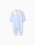 Babygrow de Veludo com Detalhe Plissado para Recém-Nascido, Azul