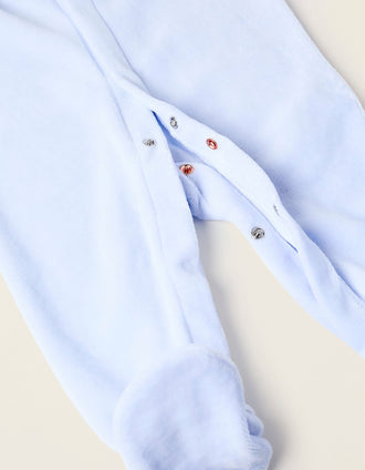 Pelele de Terciopelo con Detalle Plisado para Recién Nacido, Azul