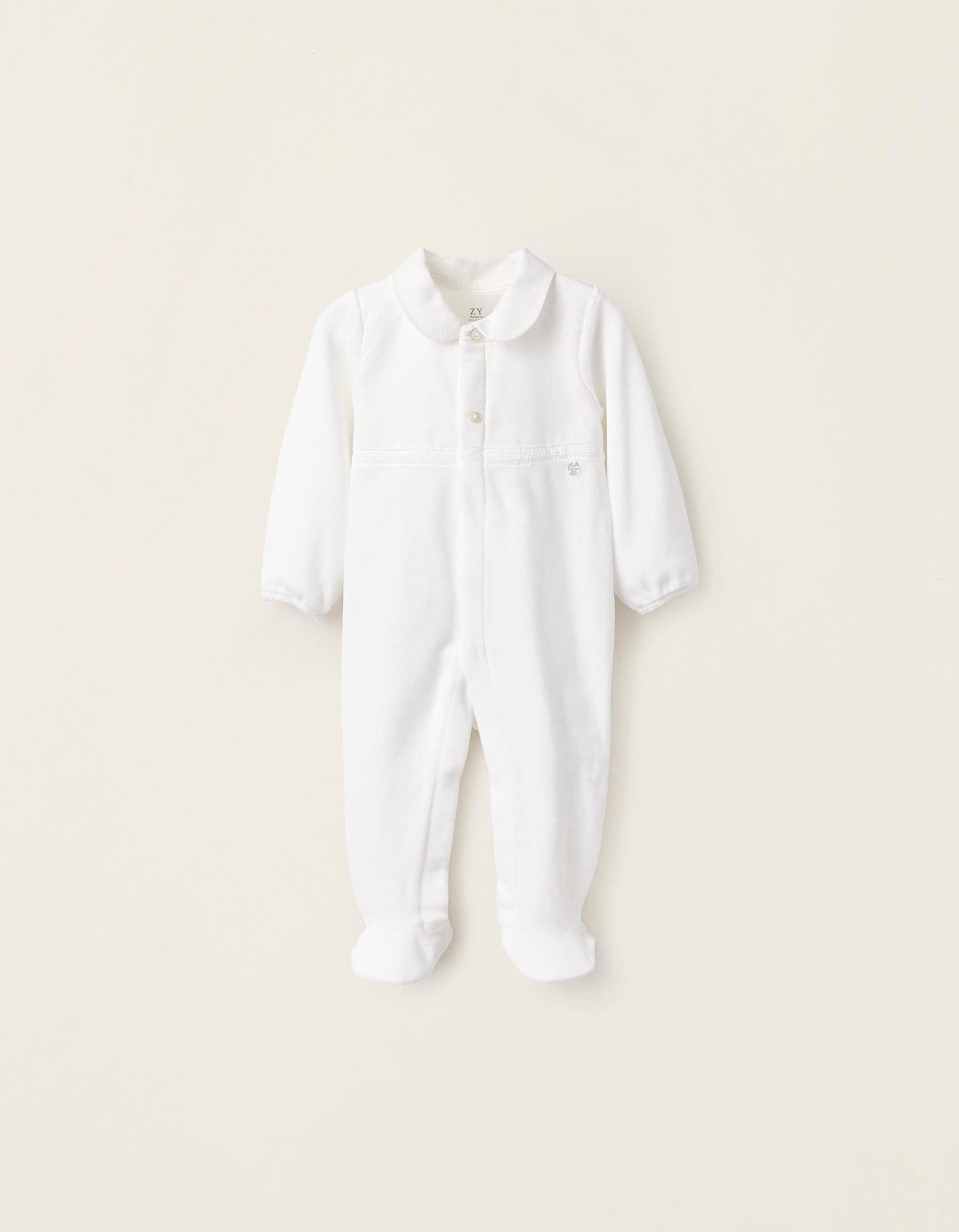 Babygrow de Veludo com Textura para Recém-Nascido, Branco