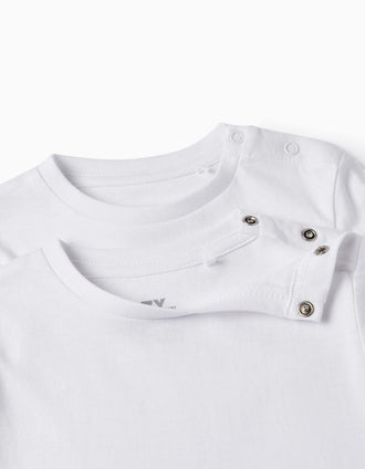 Pack 2 Camisetas de Manga Larga para Bebé Niño, Blanco