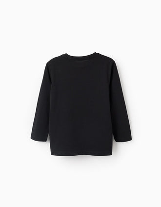 Pack de 2 Camisetas de Algodón de Manga Larga para Niño, Gris/Negro