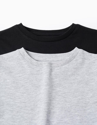 Pack de 2 Camisetas de Algodón de Manga Larga para Niño, Gris/Negro